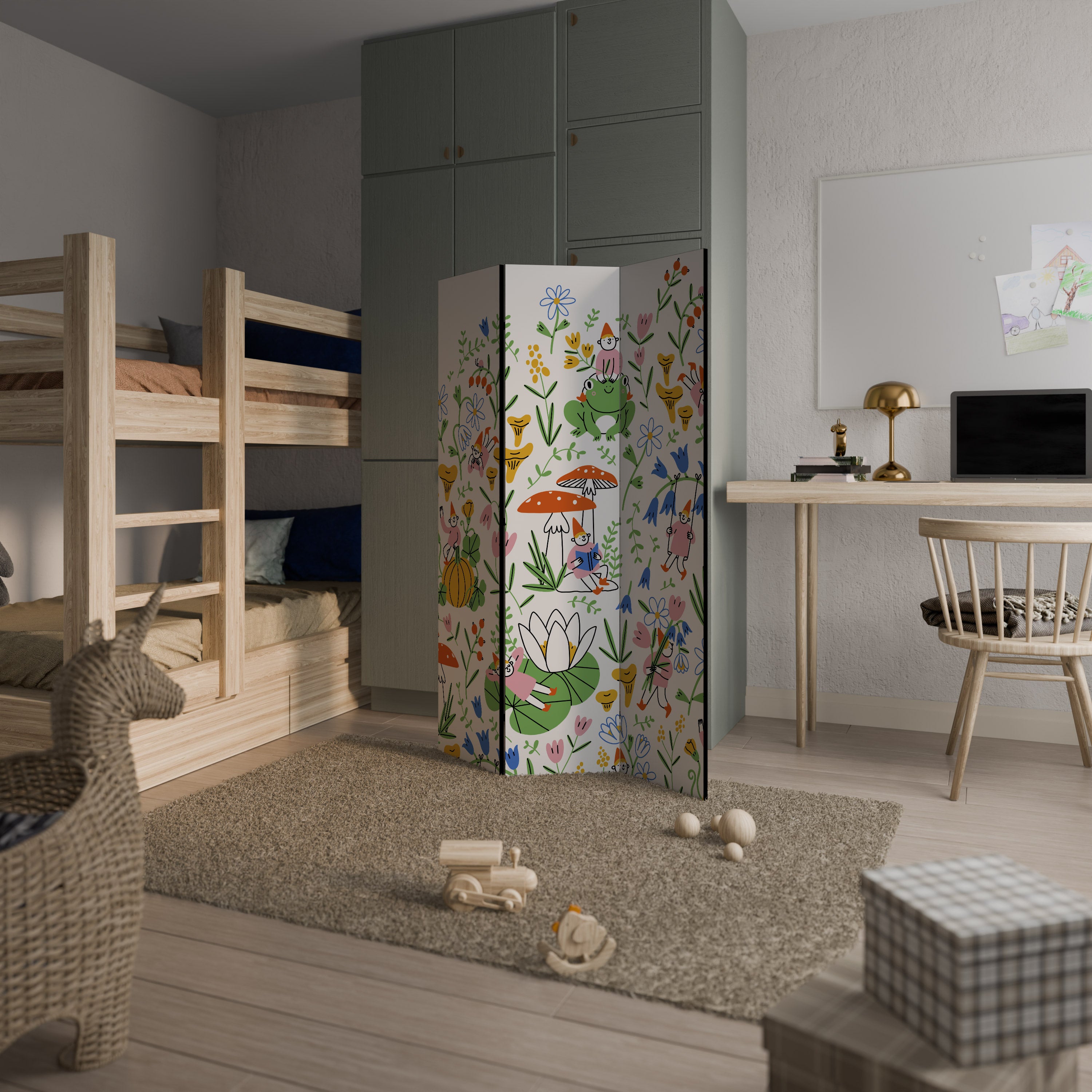 GARDEN GNOMES 3-teiliger Paravent