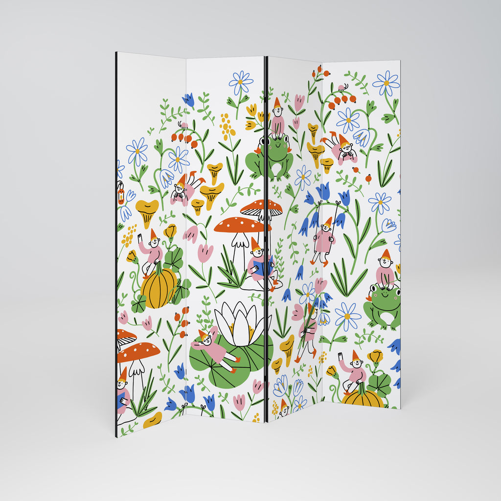 GARDEN GNOMES 4-teiliger Paravent