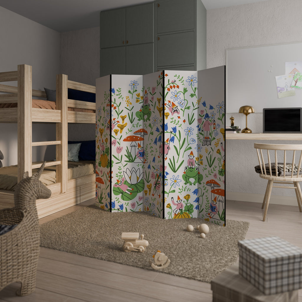 GARDEN GNOMES Decorative 5-Panel Room Divider