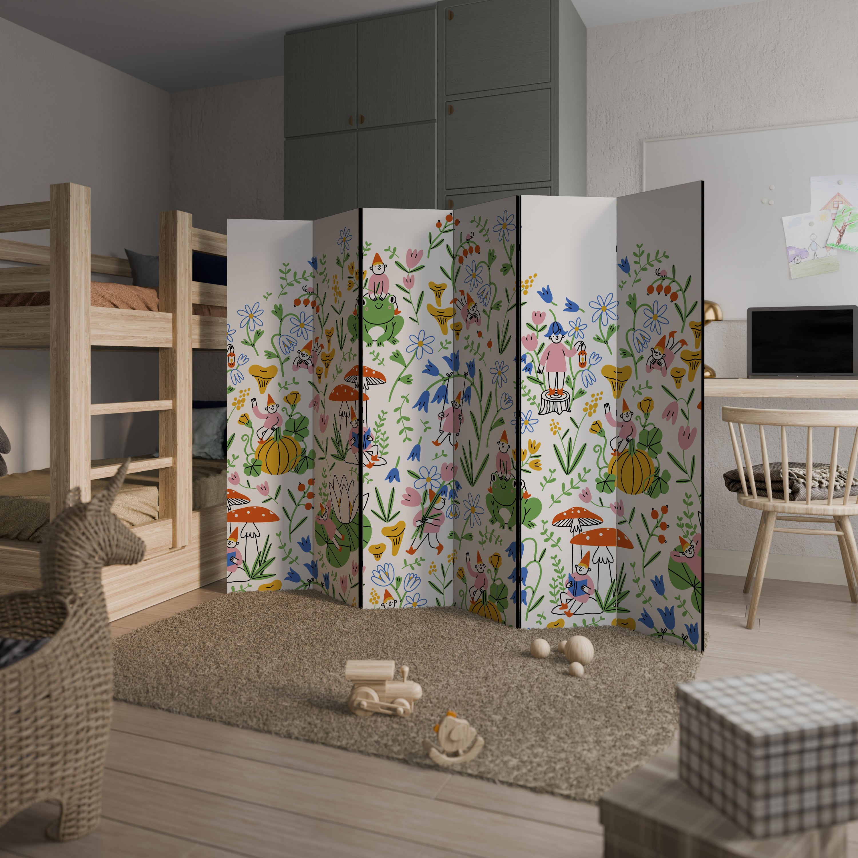 GARDEN GNOMES 6-Panel Room Divider
