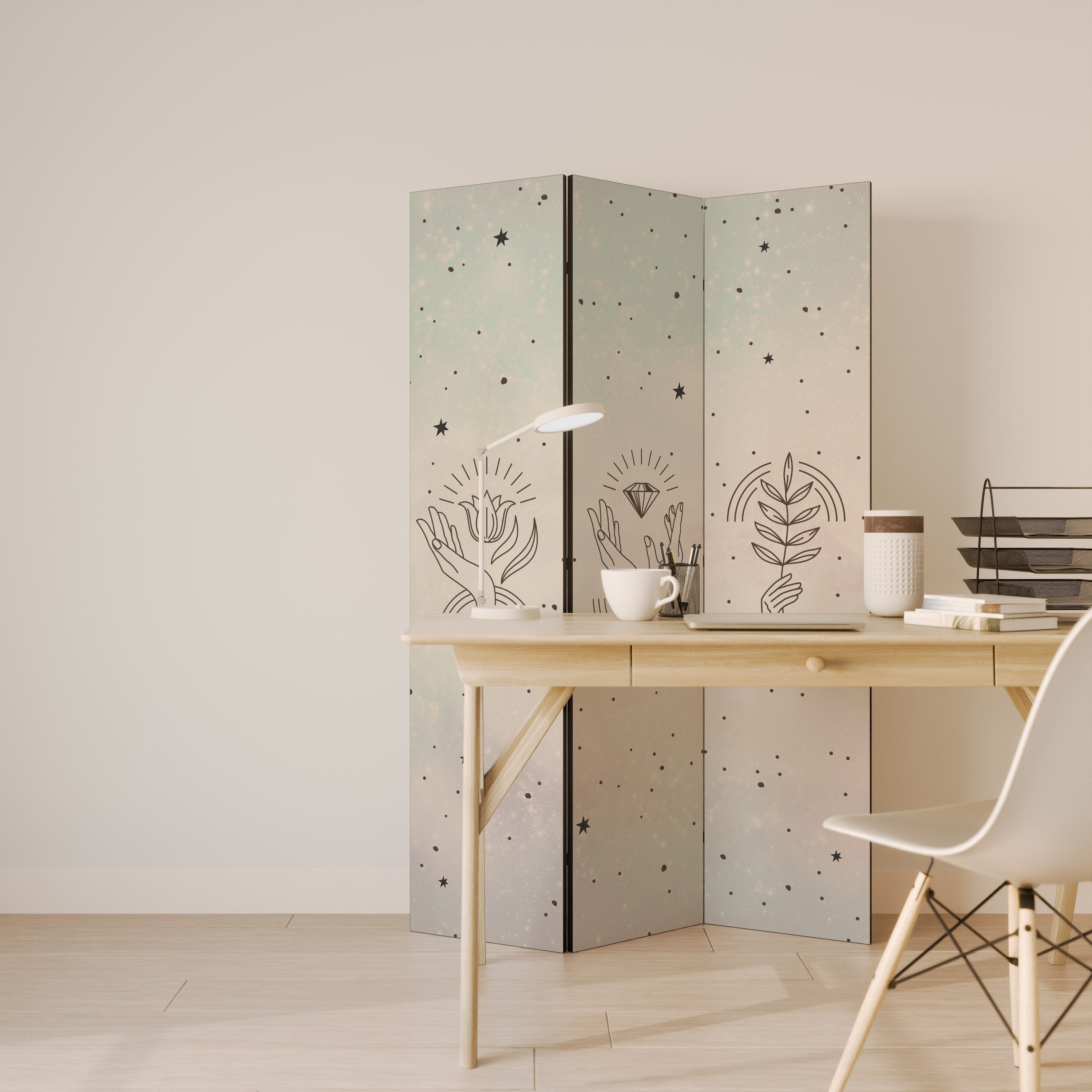 DELICATE BEAUTY Dekorativer 3-teiliger Raumteiler