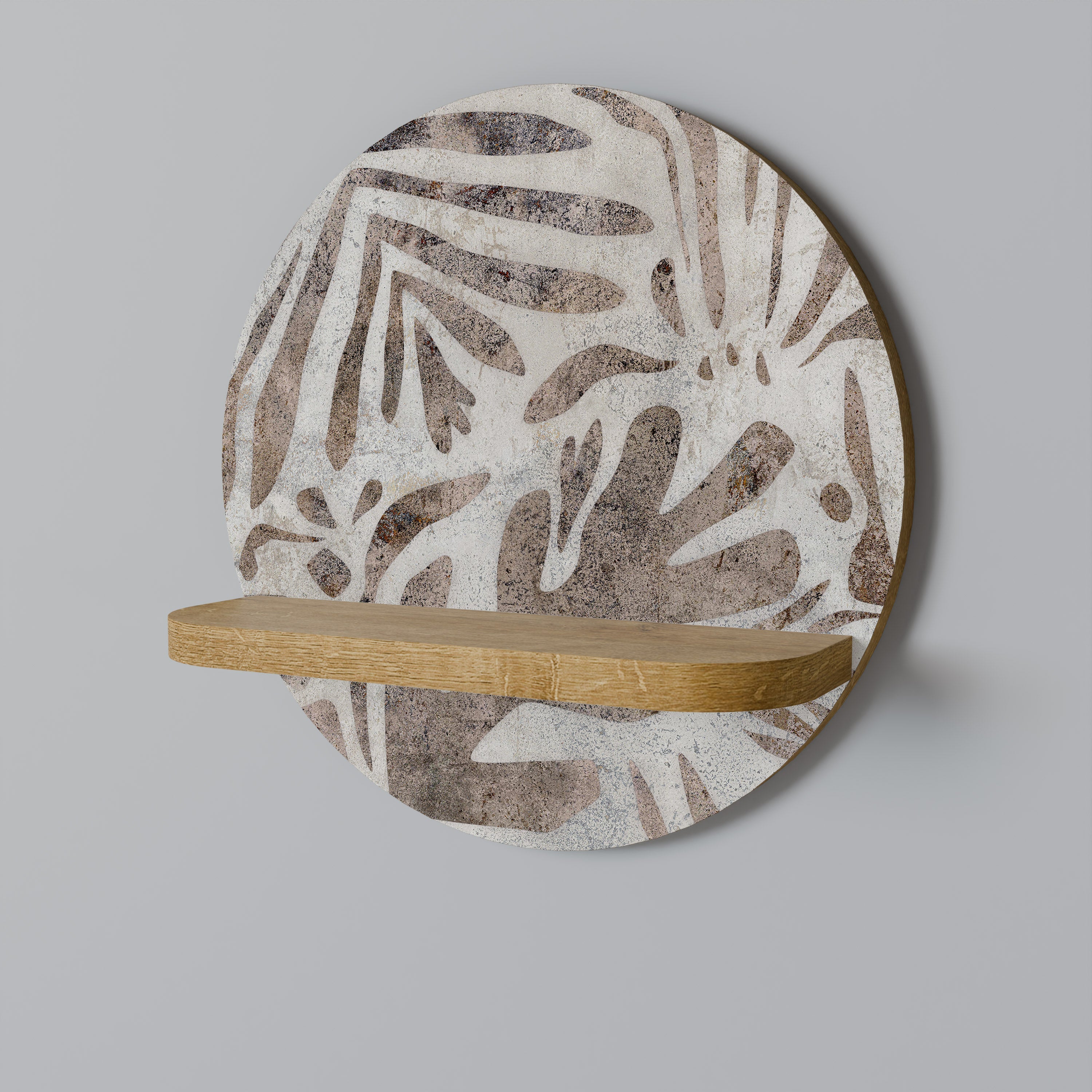 PASSING TIME Round Art Shelf In Oak Effect