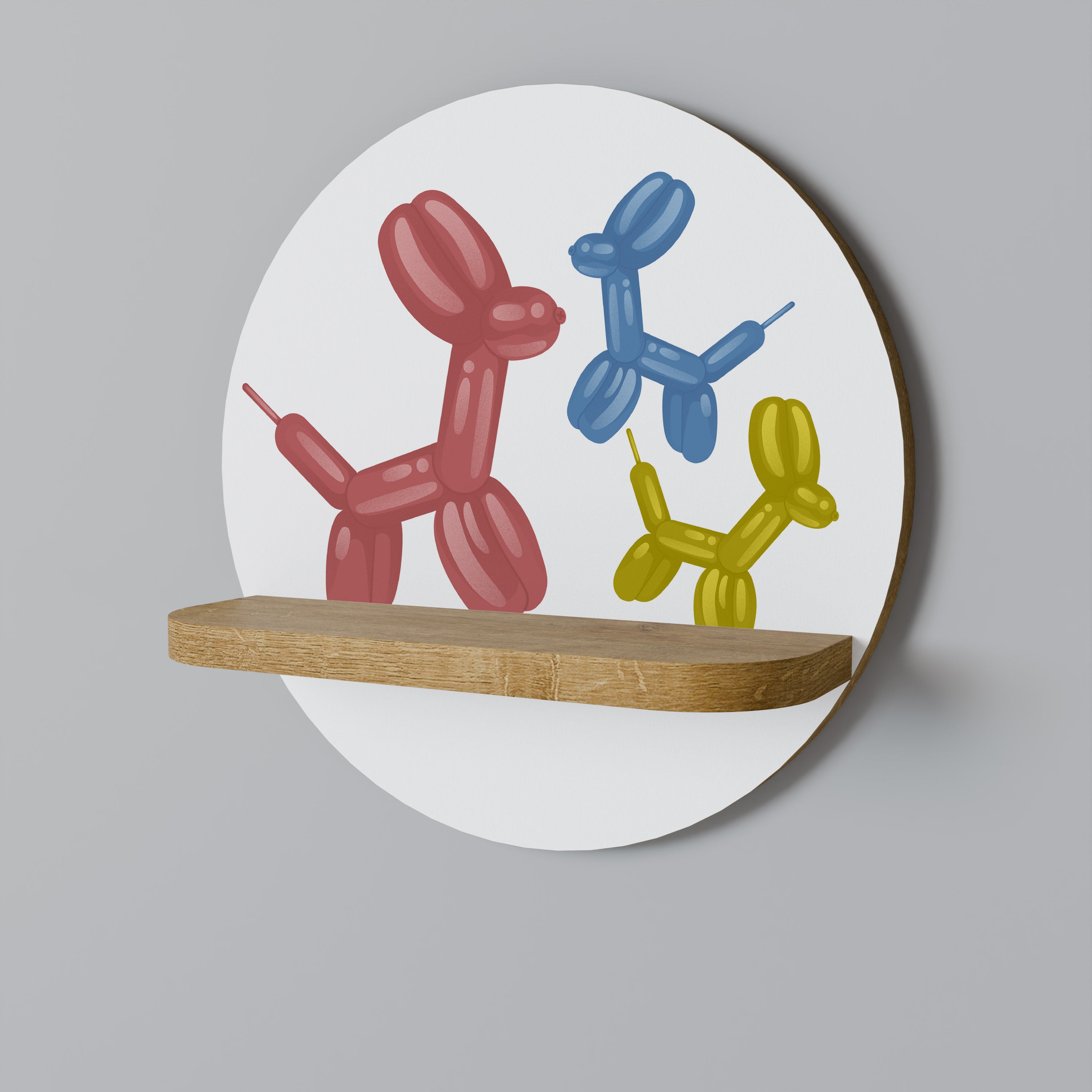 CHILDHOOD MEMORY Round Art Shelf In Oak Effect