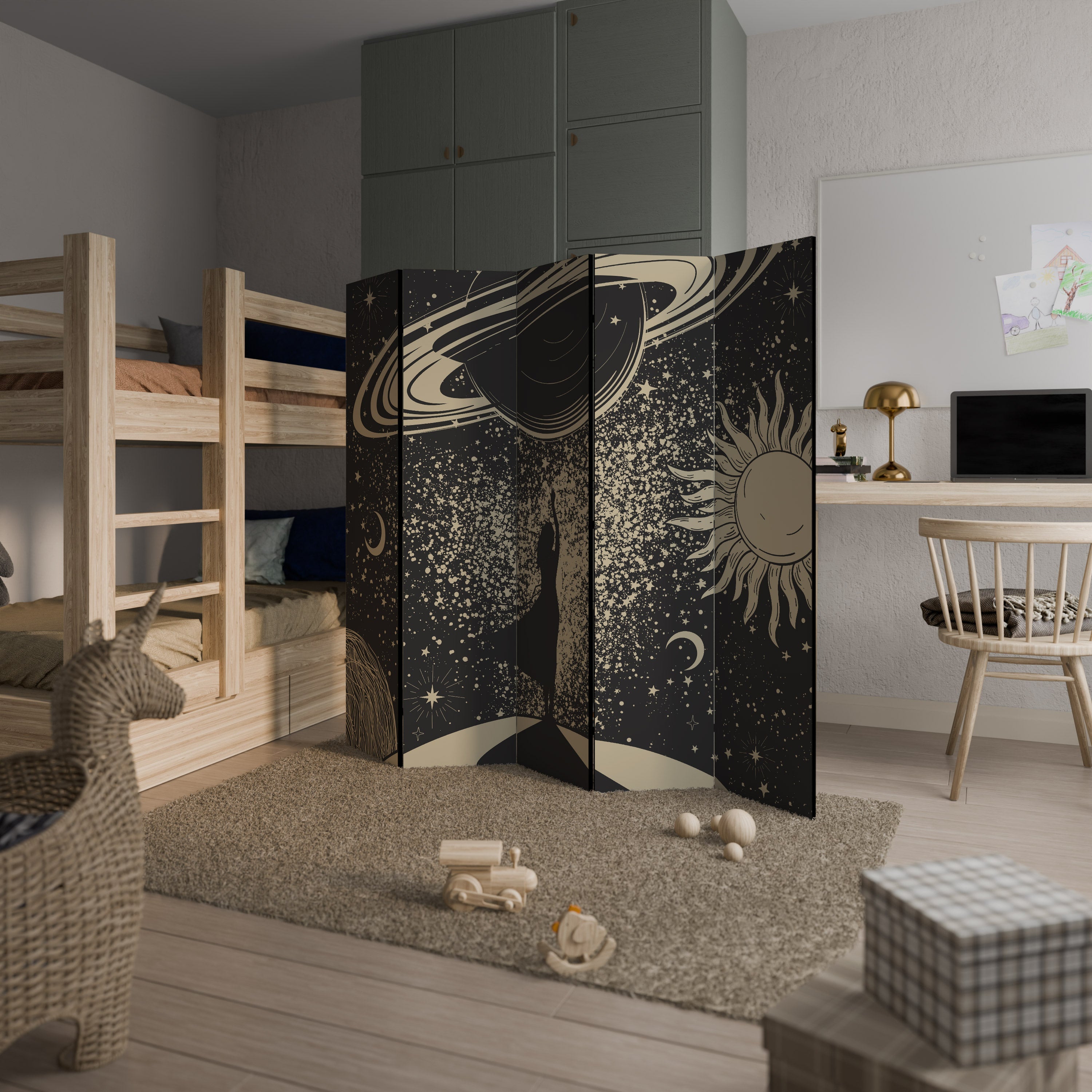 MYSTIC UNIVERSE Decorative 5-Panel Room Divider