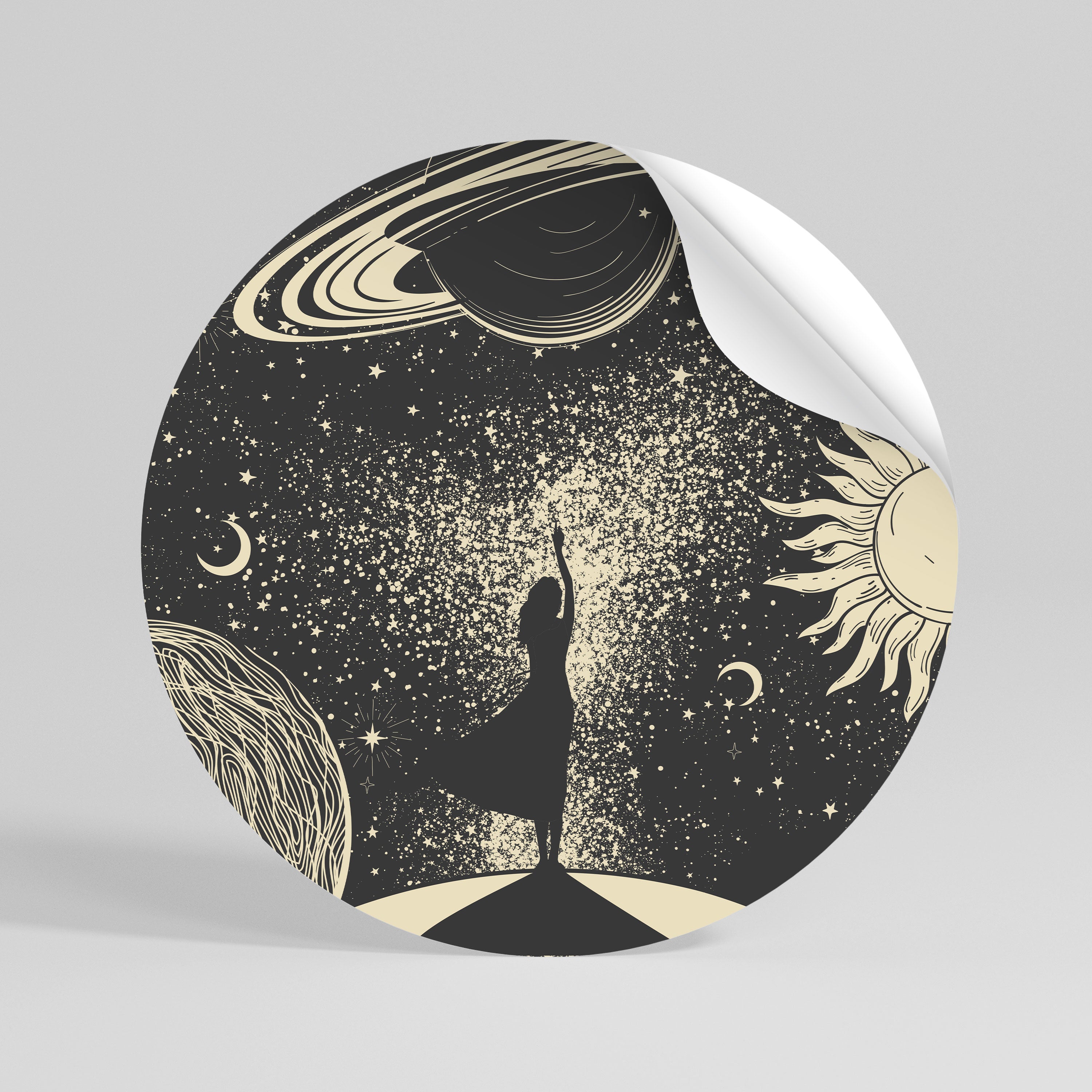 MYSTIC UNIVERSE Peel and Stick Round Sticker