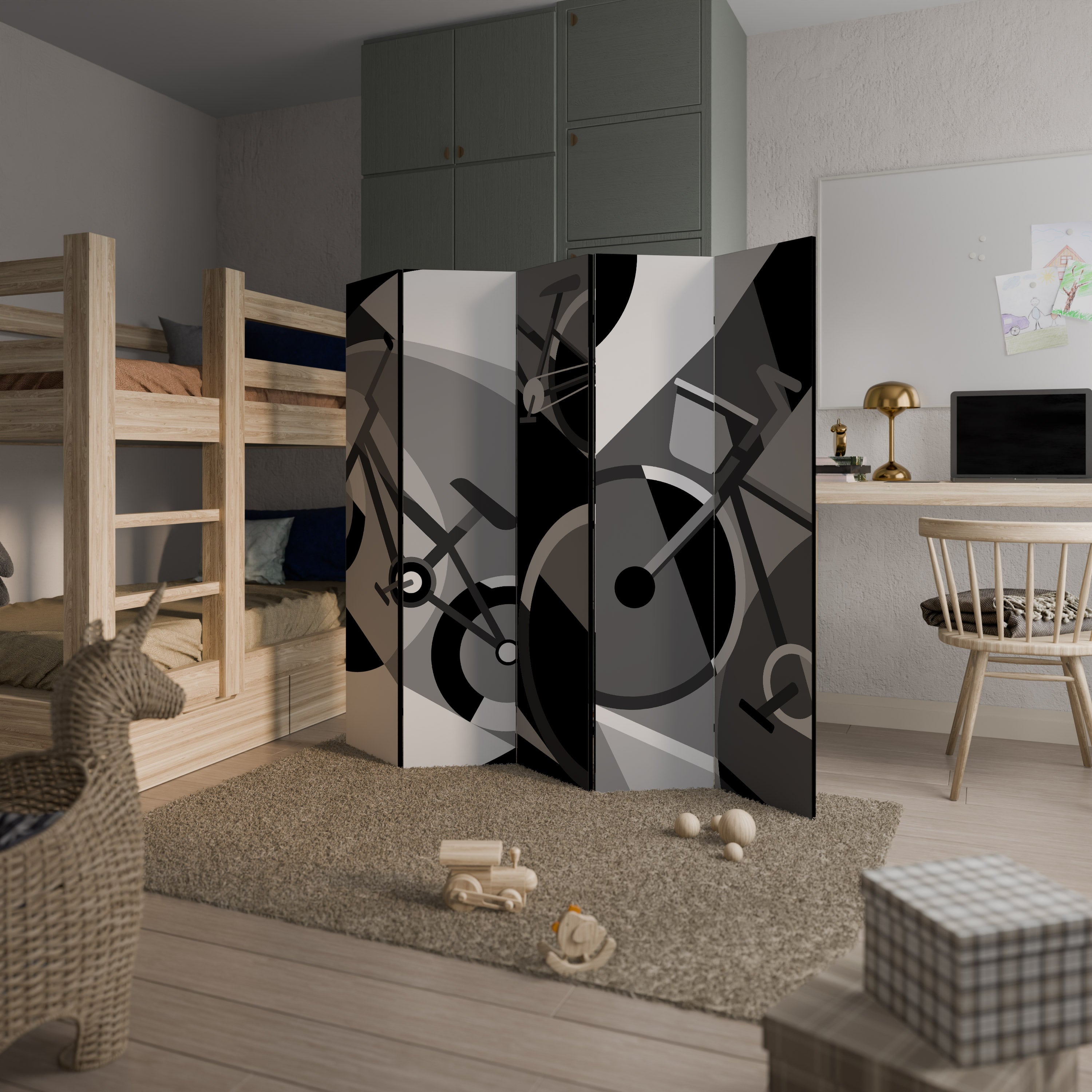 BIKE ENERGY Decorative 5-Panel Room Divider