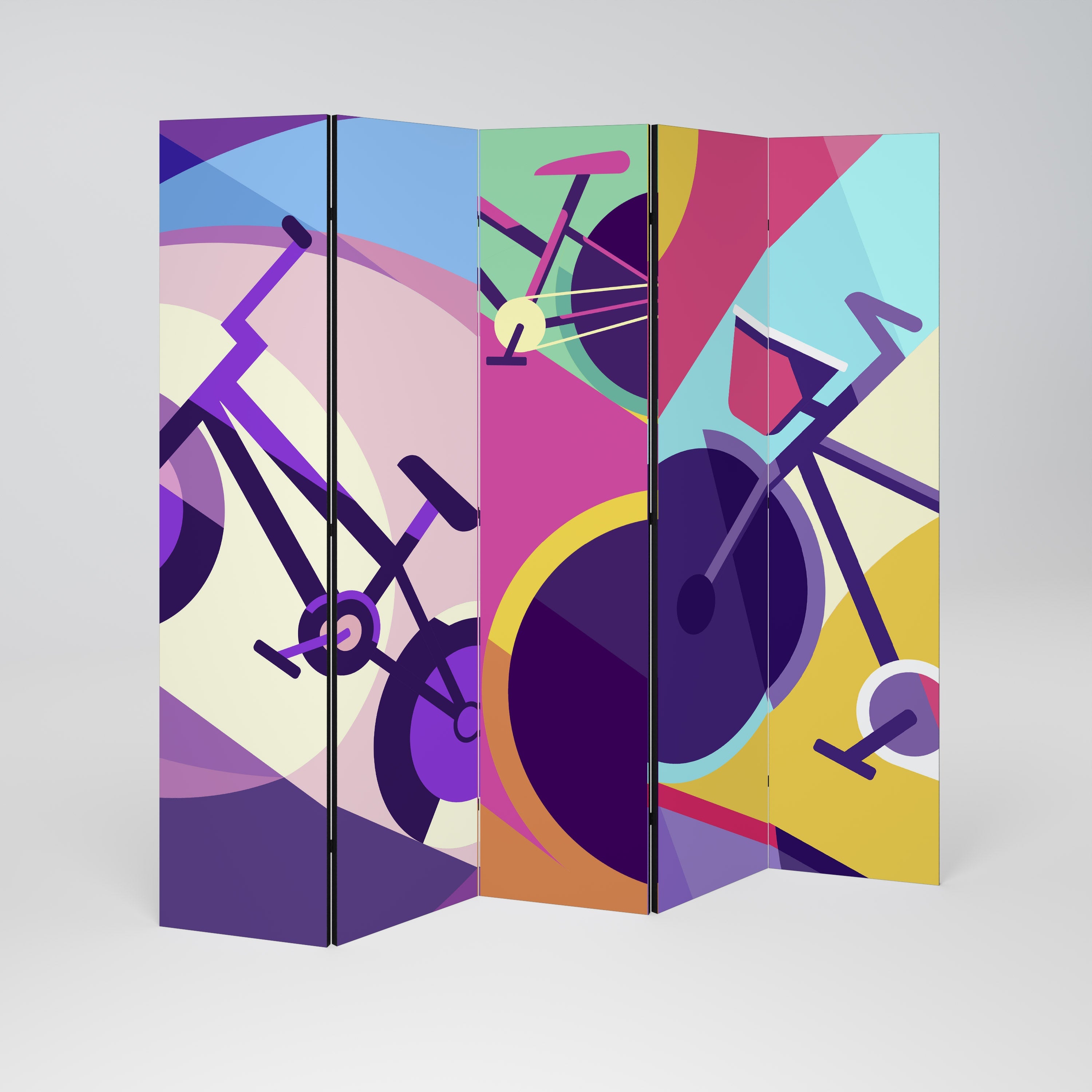 BIKE DREAMS Decorative 5-Panel Room Divider