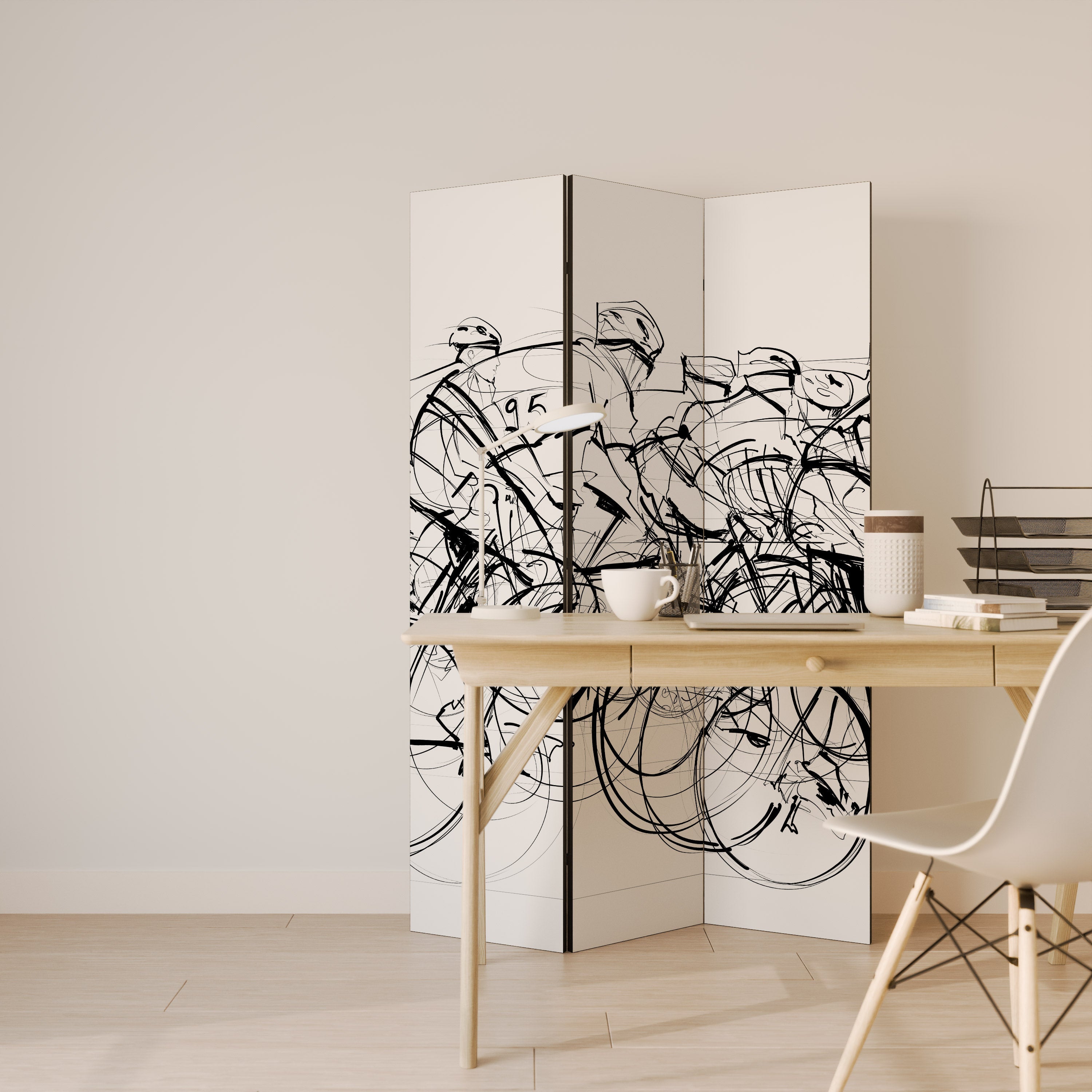 Dekorativer 3-teiliger Raumteiler „CYCLING COMPETITION“