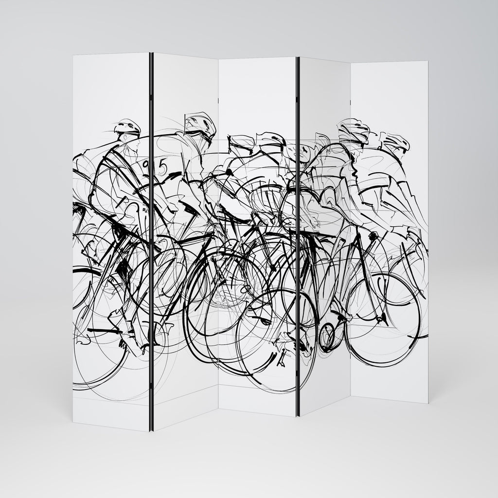 CYCLING COMPETITION Decorative 5-Panel Room Divider