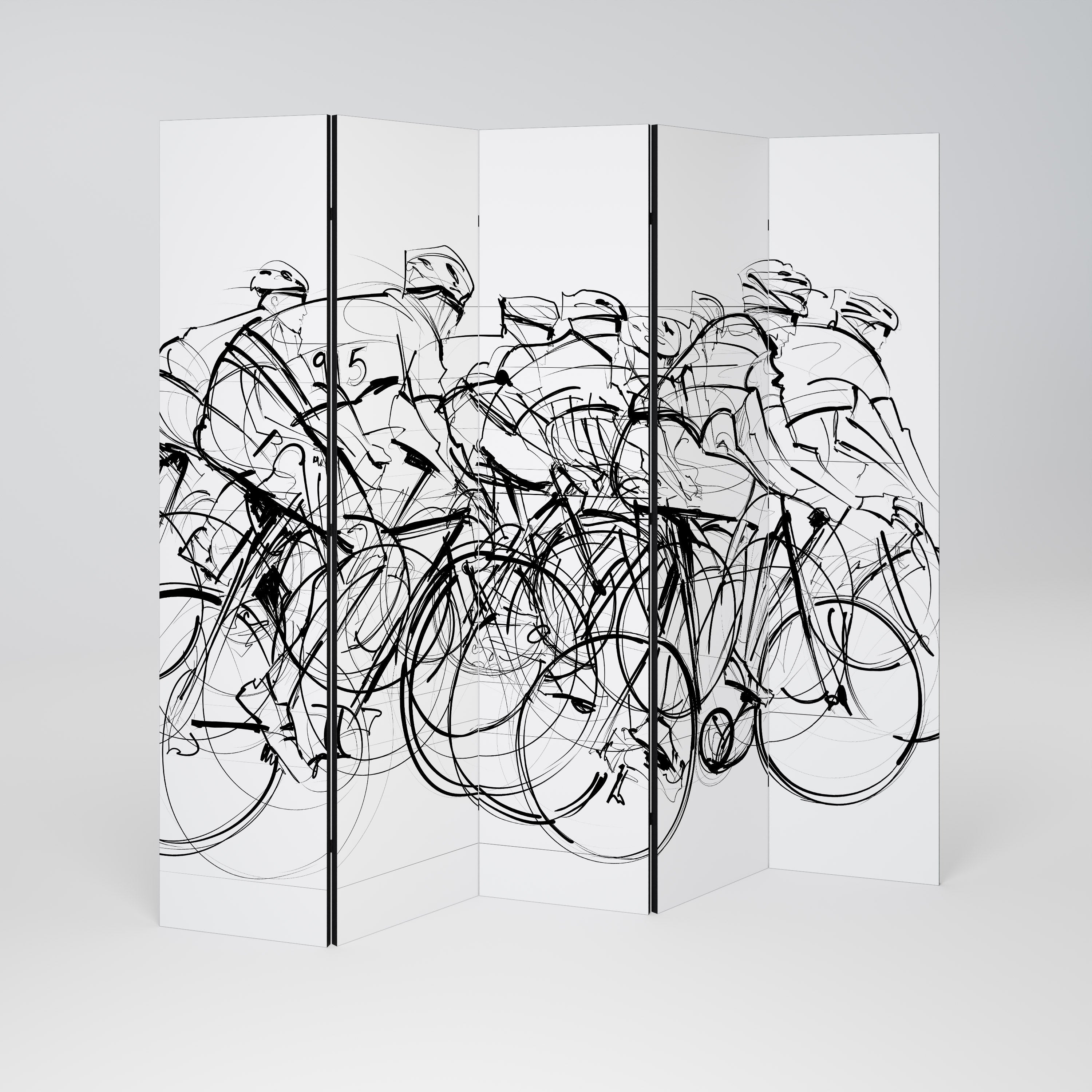CYCLING COMPETITION Decorative 5-Panel Room Divider