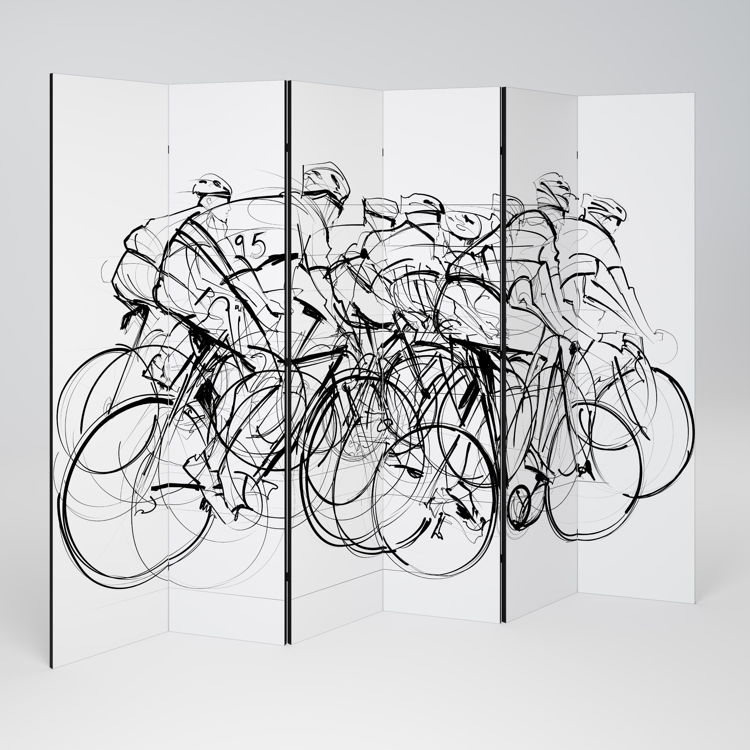 CYCLING COMPETITION Decorative 6-Panel Room Divider