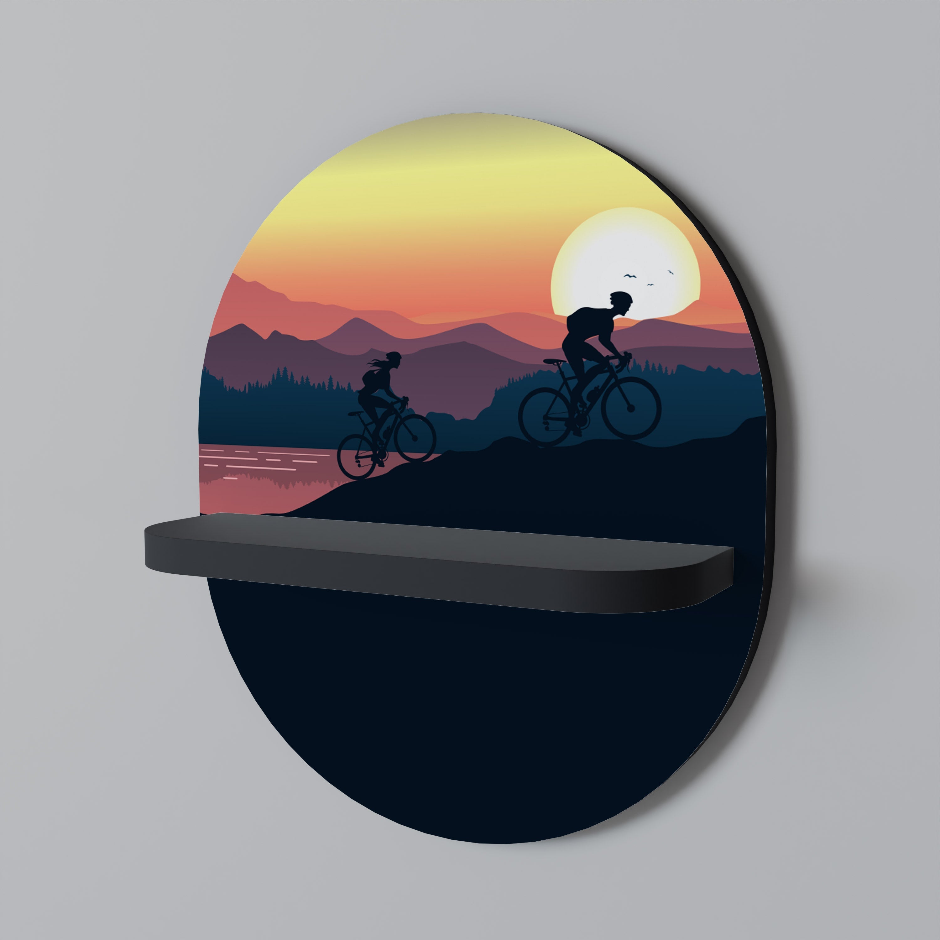 CYCLING HORIZON Ovales Kunstregal in Schwarz