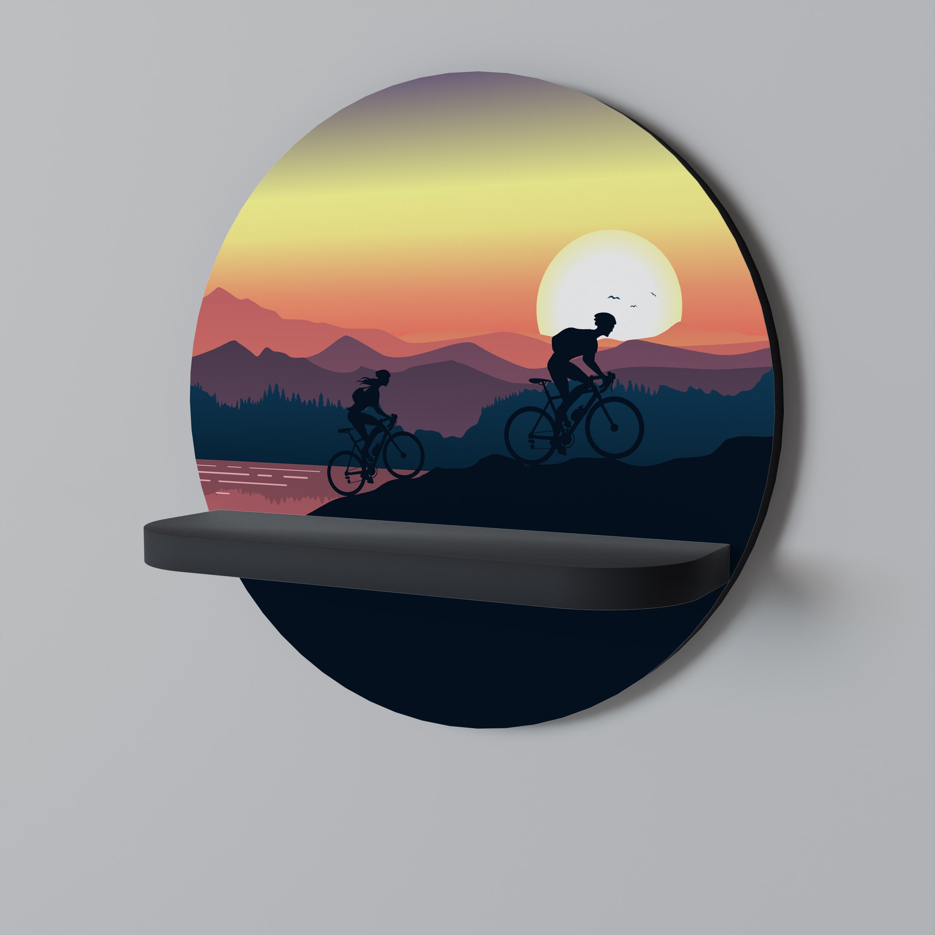 CYCLING HORIZON Rundes Kunstregal in Schwarz