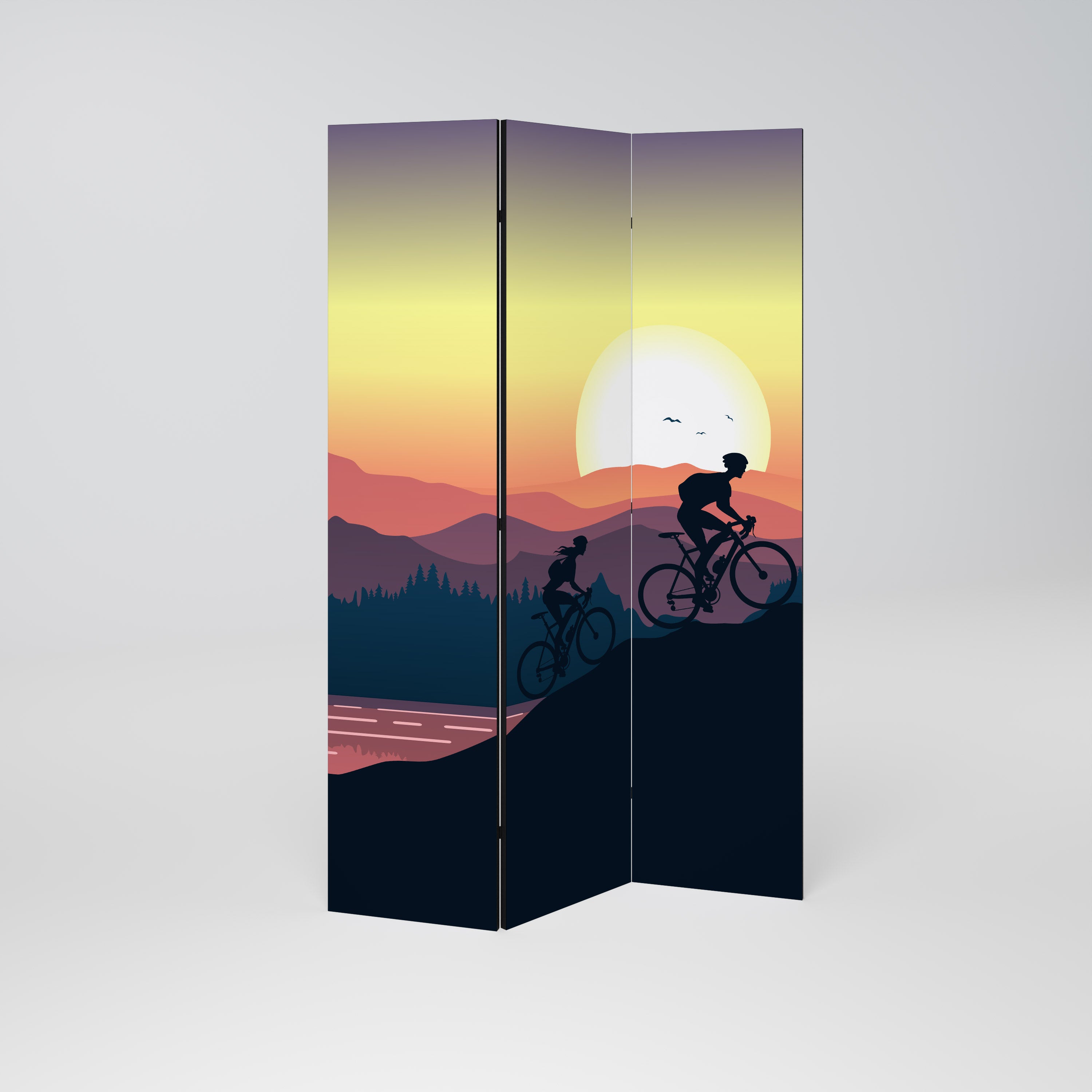 CYCLING HORIZON Dekorativer 3-teiliger Raumteiler