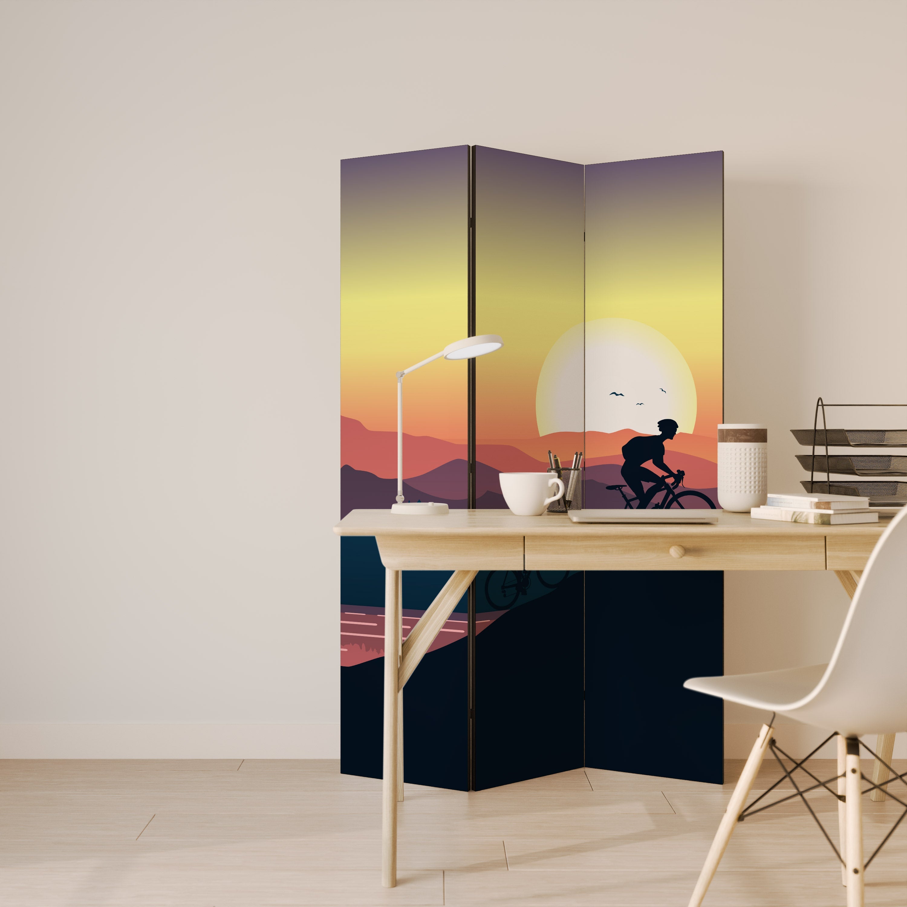 CYCLING HORIZON Dekorativer 3-teiliger Raumteiler