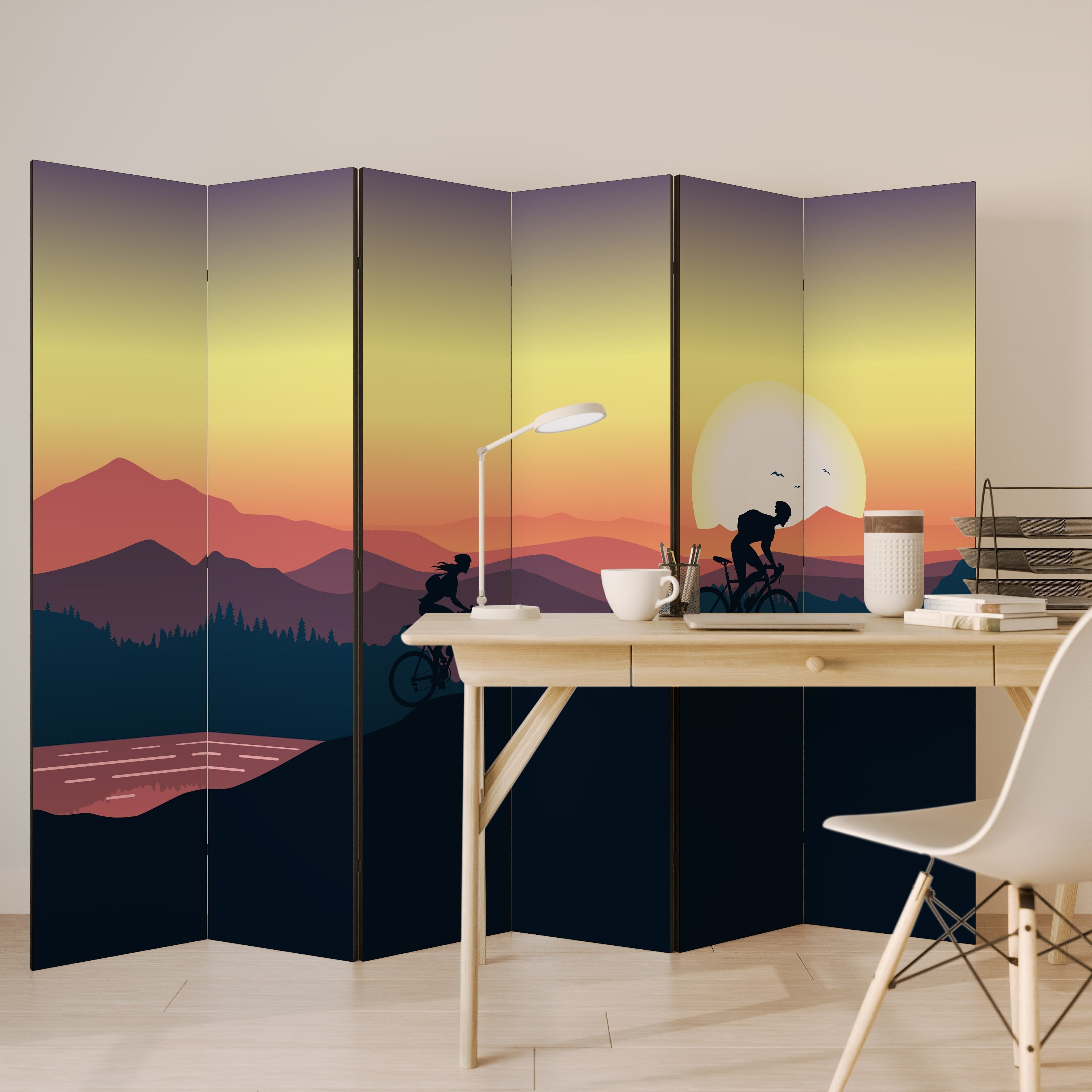 CYCLING HORIZON Decorative 6-Panel Room Divider
