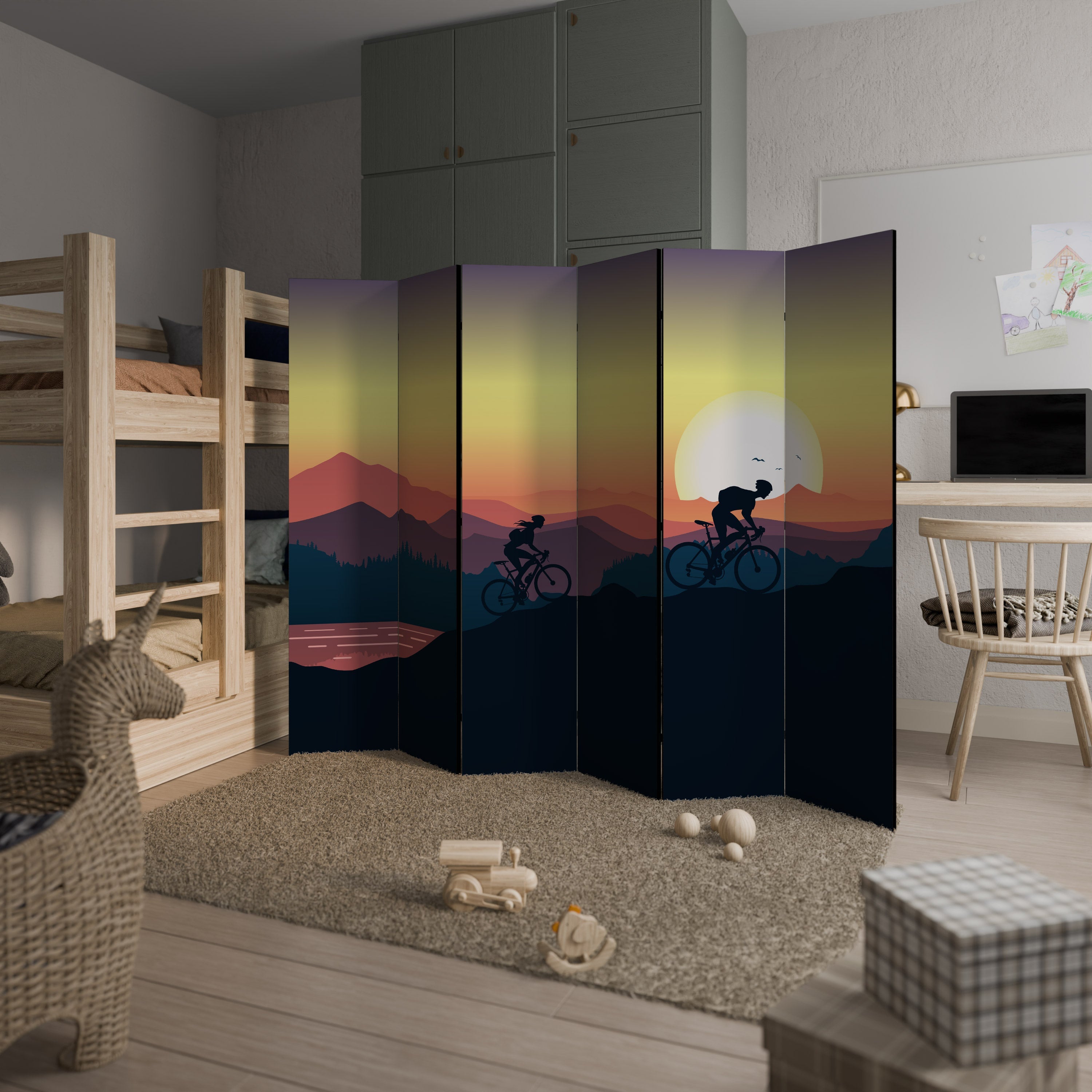 CYCLING HORIZON Decorative 6-Panel Room Divider
