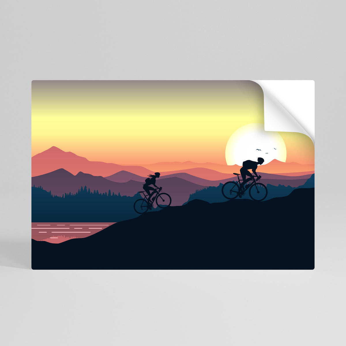 CYCLING HORIZON Selbstklebendes Horizontal-Poster