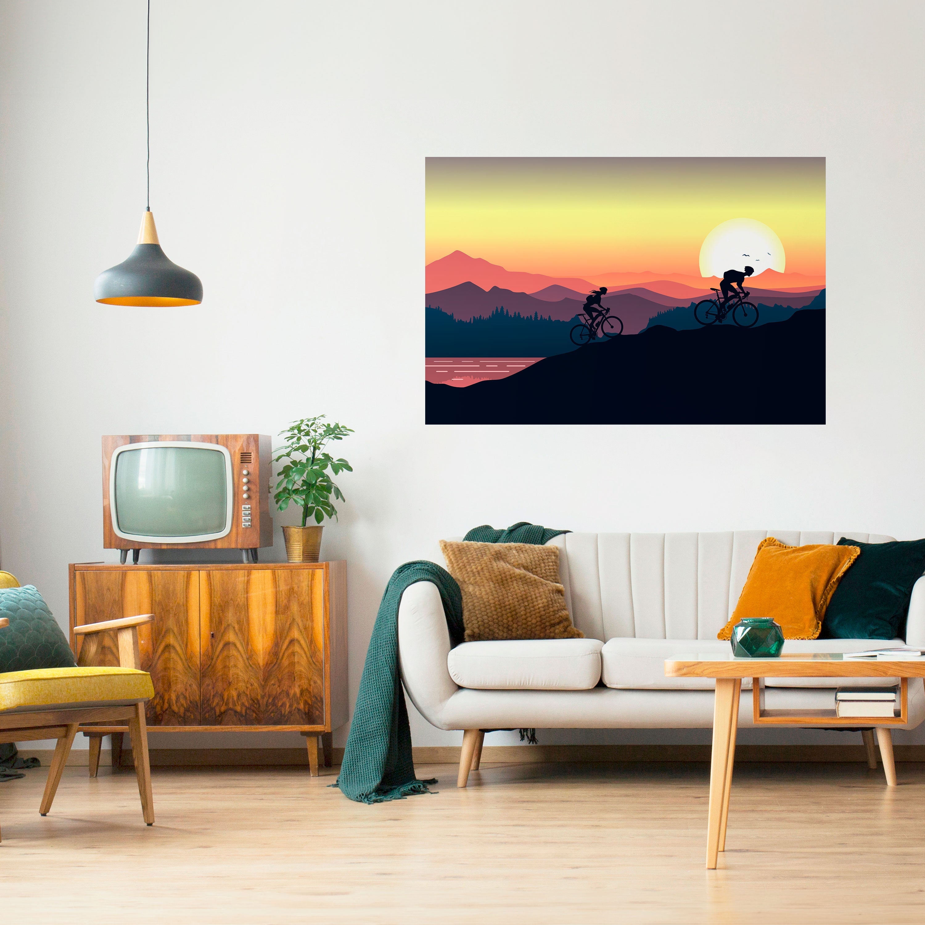 CYCLING HORIZON Selbstklebendes Horizontal-Poster