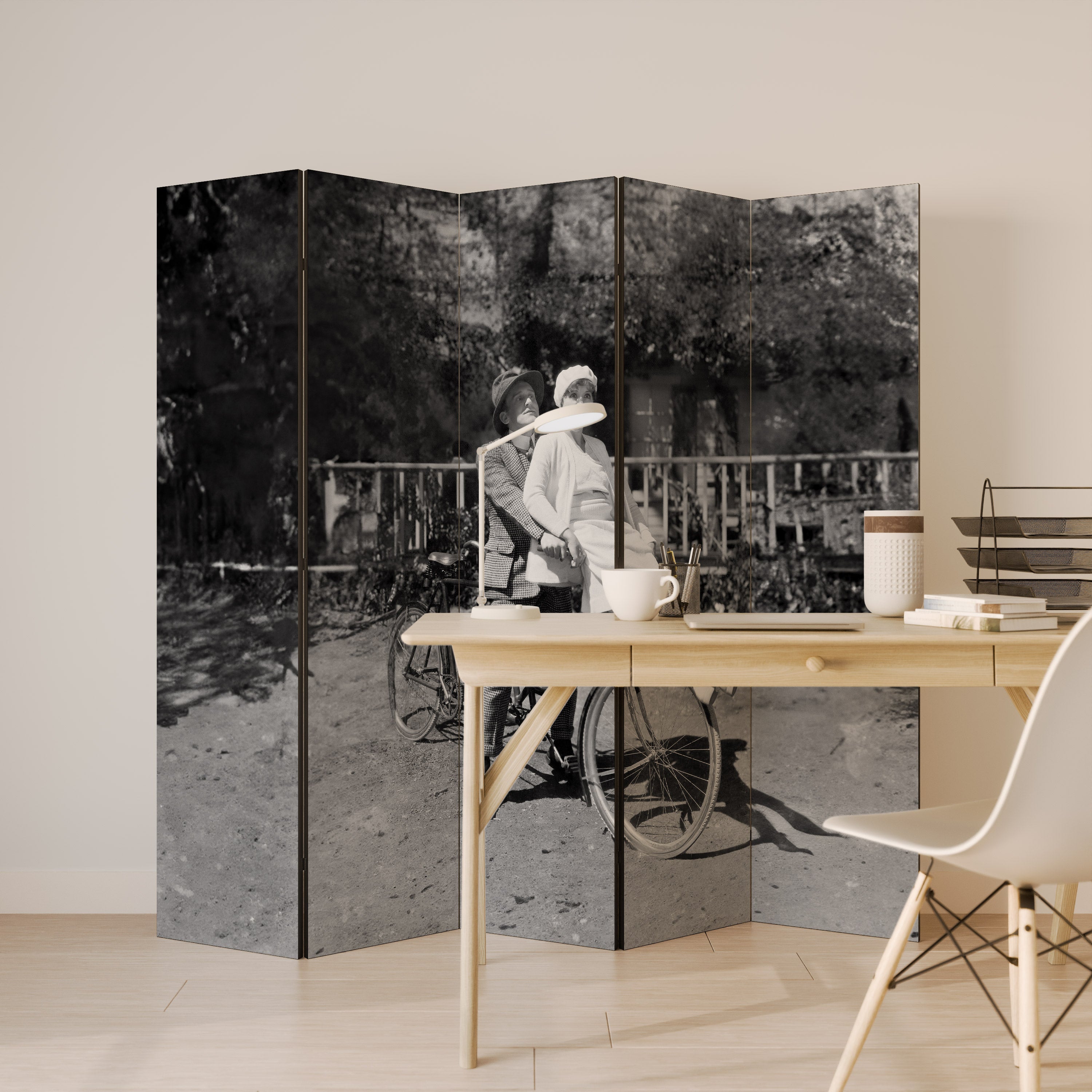 RIDING THROUGH TIME Decorative 5-Panel Room Divider