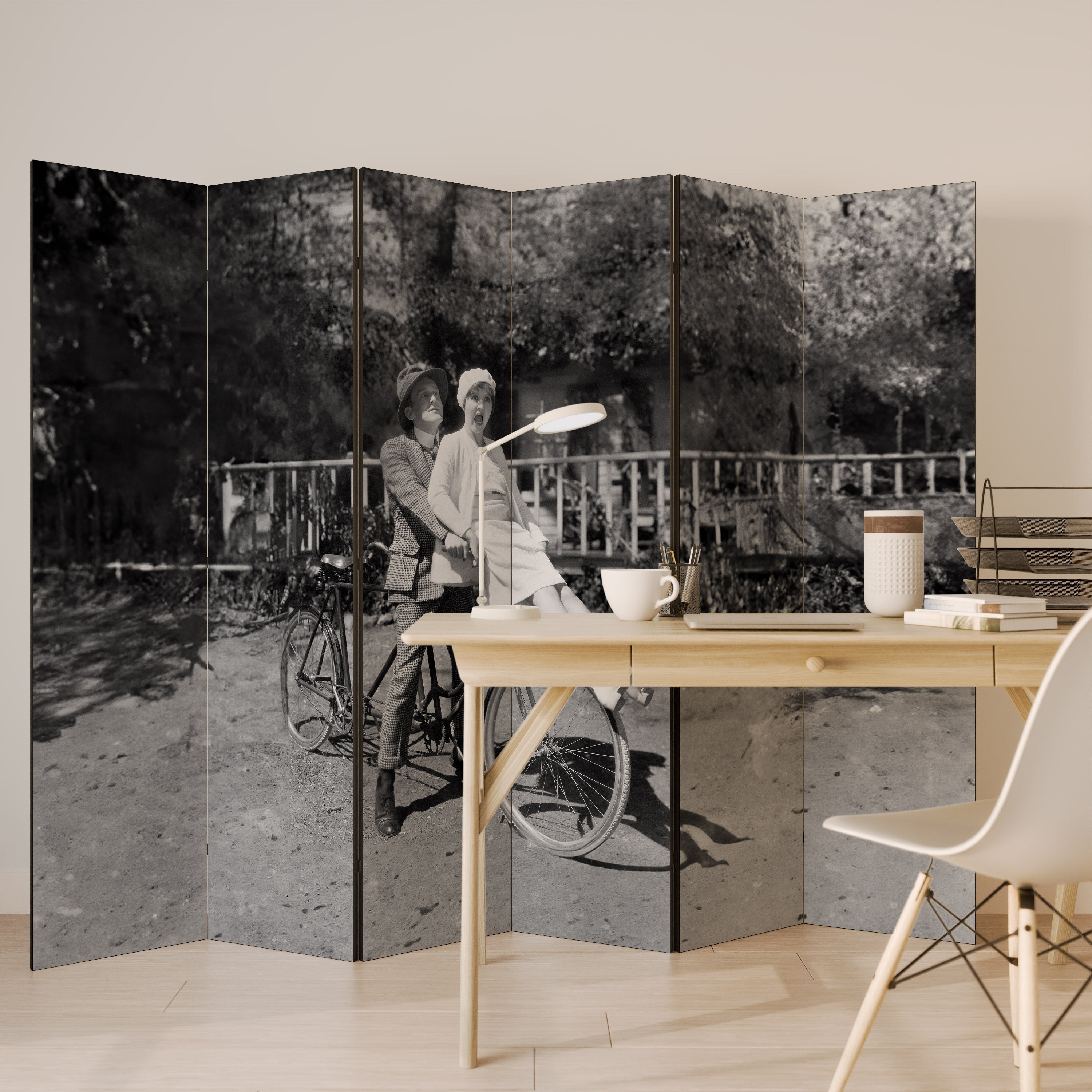 RIDING THROUGH TIME Decorative 6-Panel Room Divider