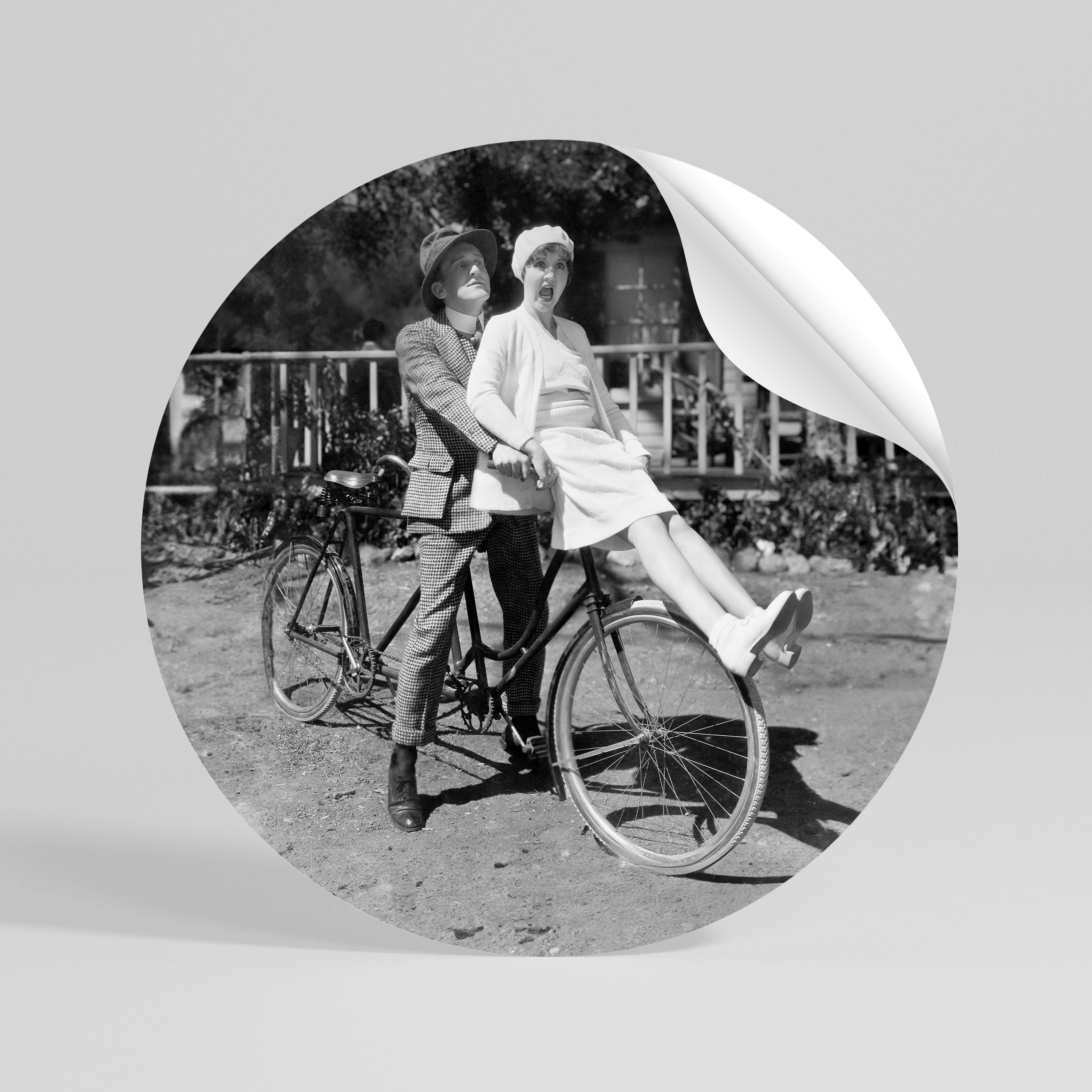 RIDING THROUGH TIME Peel and Stick Round Sticker