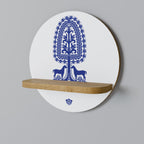 POLISH FOLK ART Rundes Kunstregal in Eiche-Optik