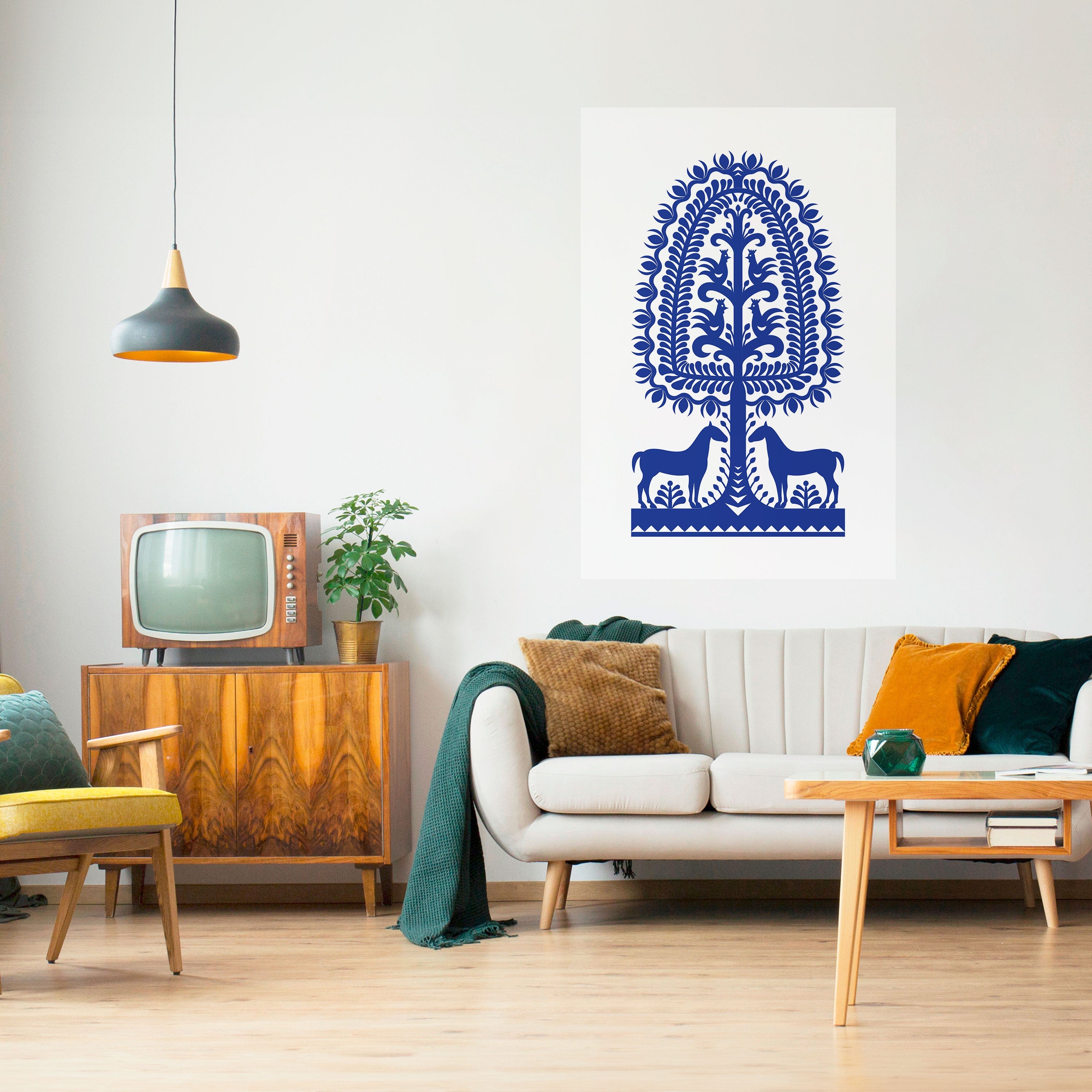 Polnische Volkskunst, vertikales Poster zum Abziehen und Aufkleben