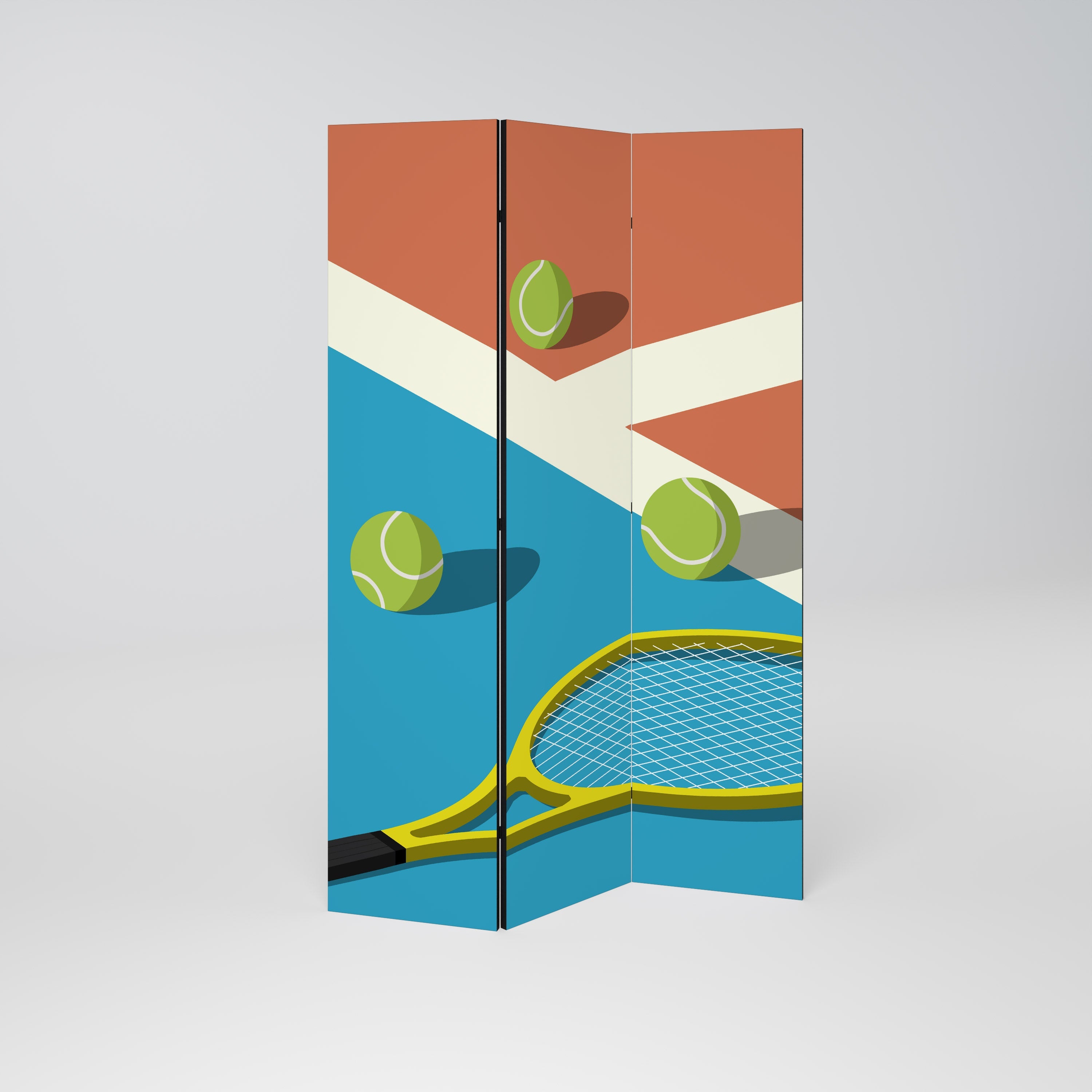 TENNIS ESSENTIALS Dekorativer 3-teiliger Raumteiler