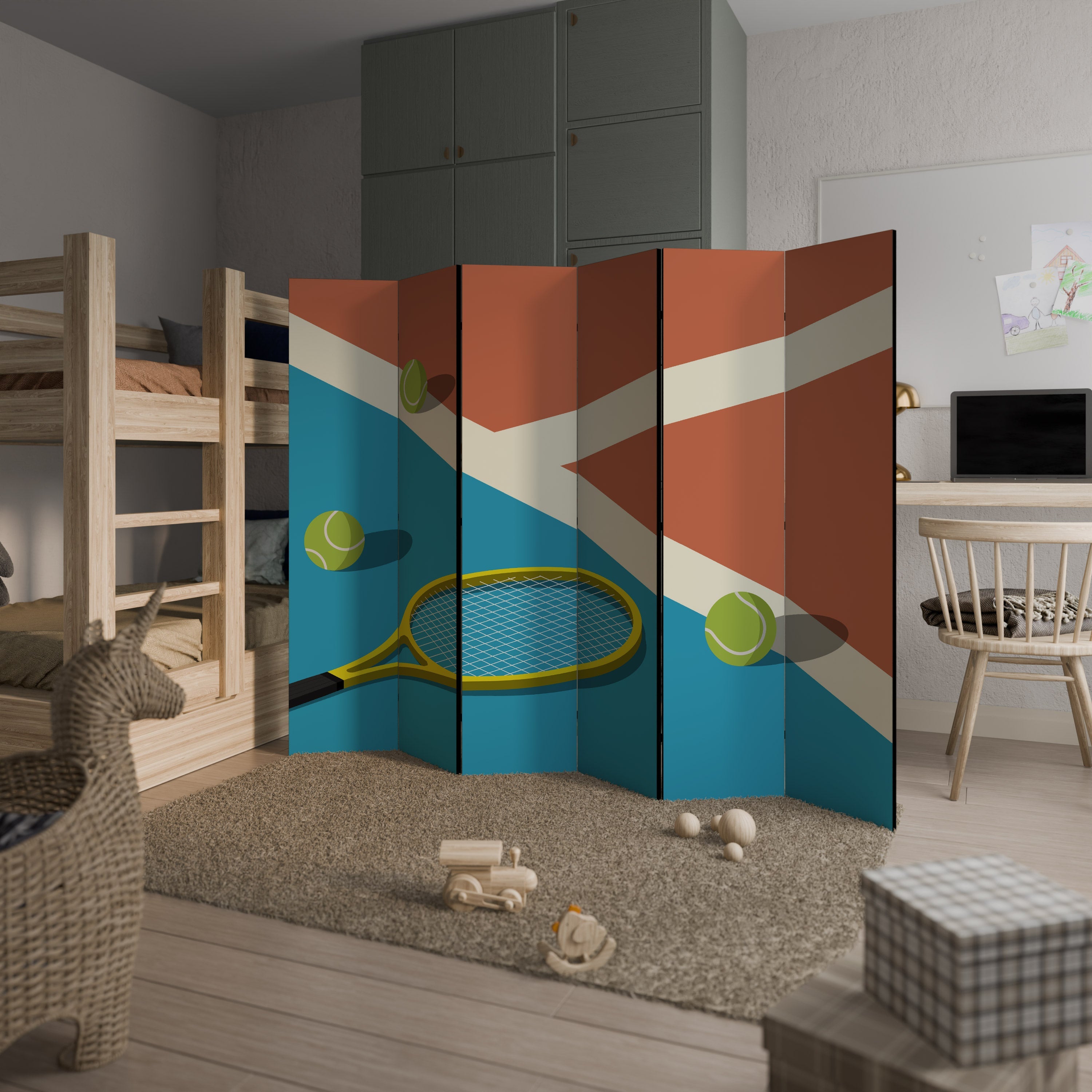 TENNIS ESSENTIALS Decorative 6-Panel Room Divider