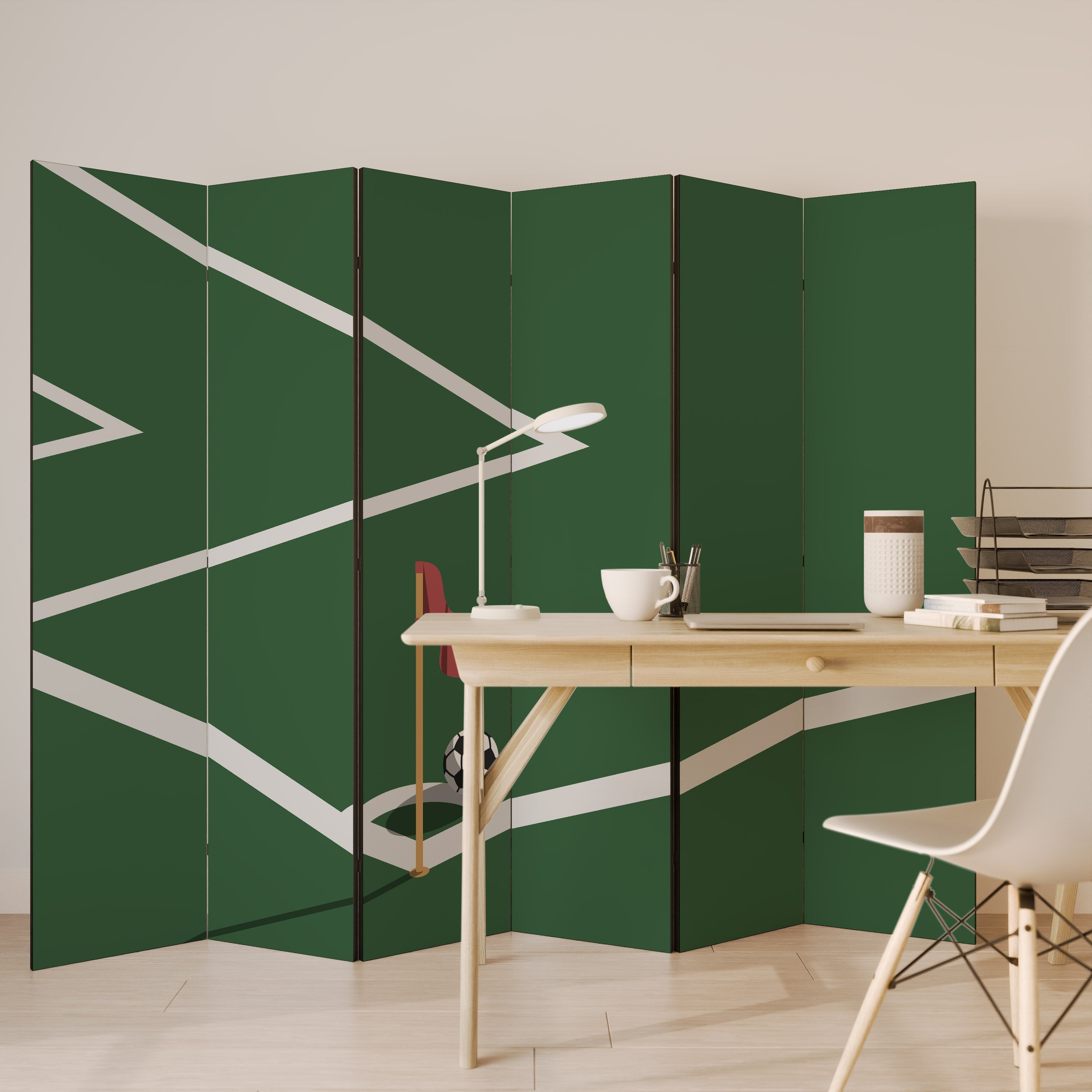 FOOTBALL ACTION Decorative 6-Panel Room Divider
