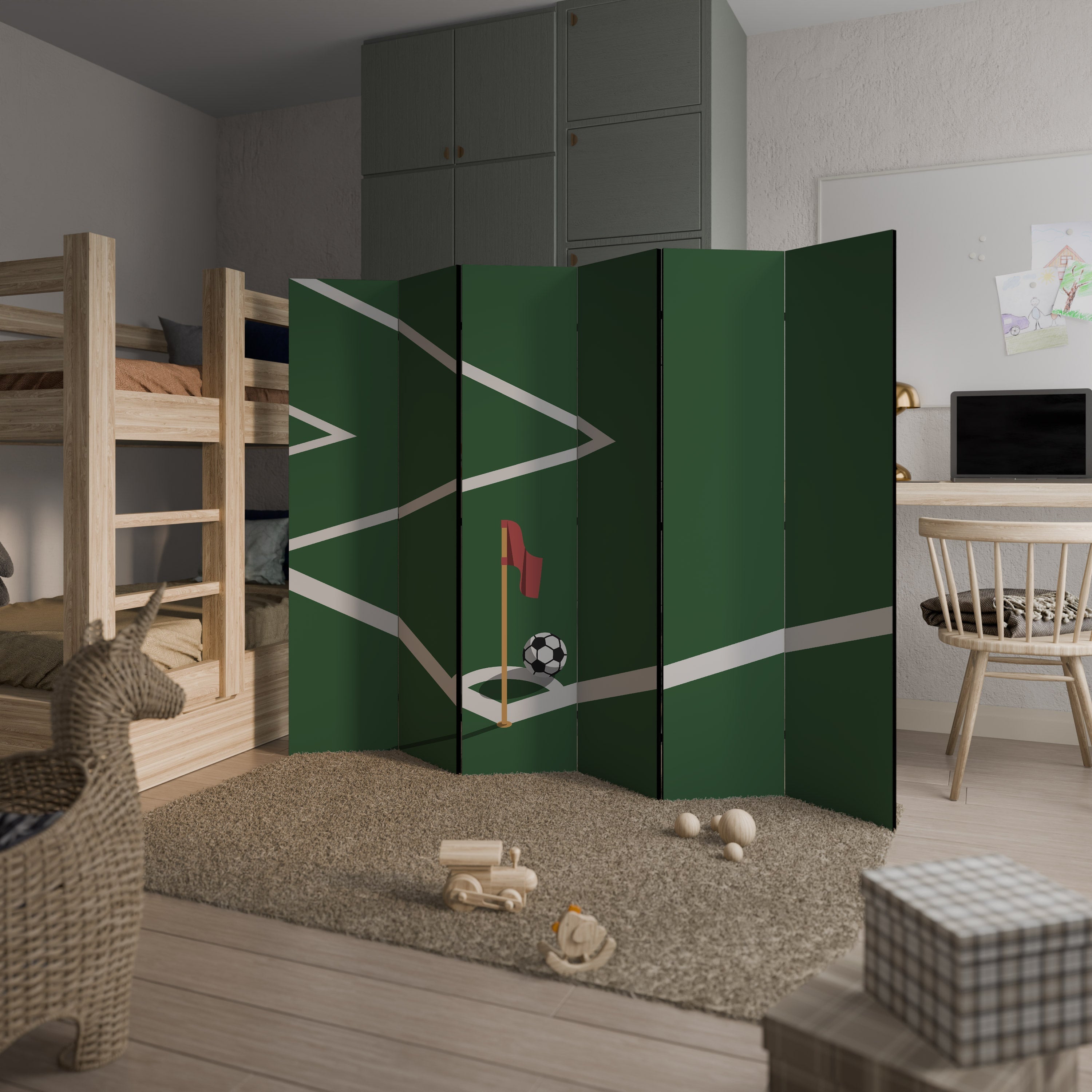 FOOTBALL ACTION Decorative 6-Panel Room Divider