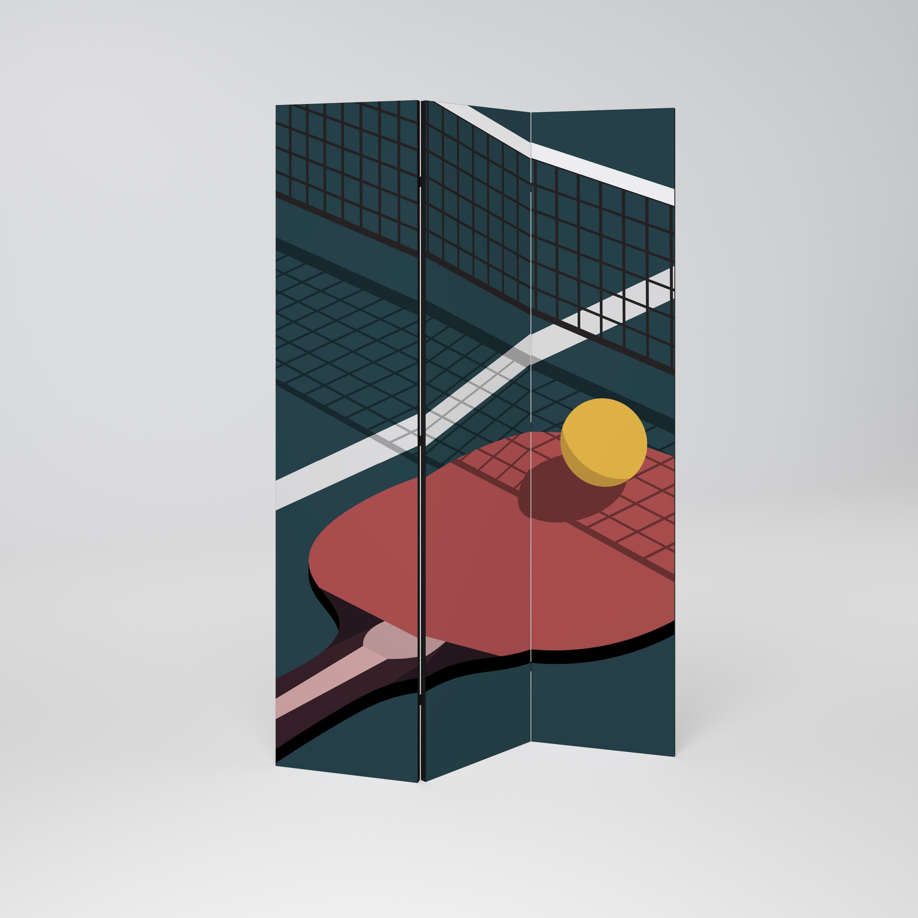 PING-PONG-SPIEL Dekorativer 3-teiliger Raumteiler