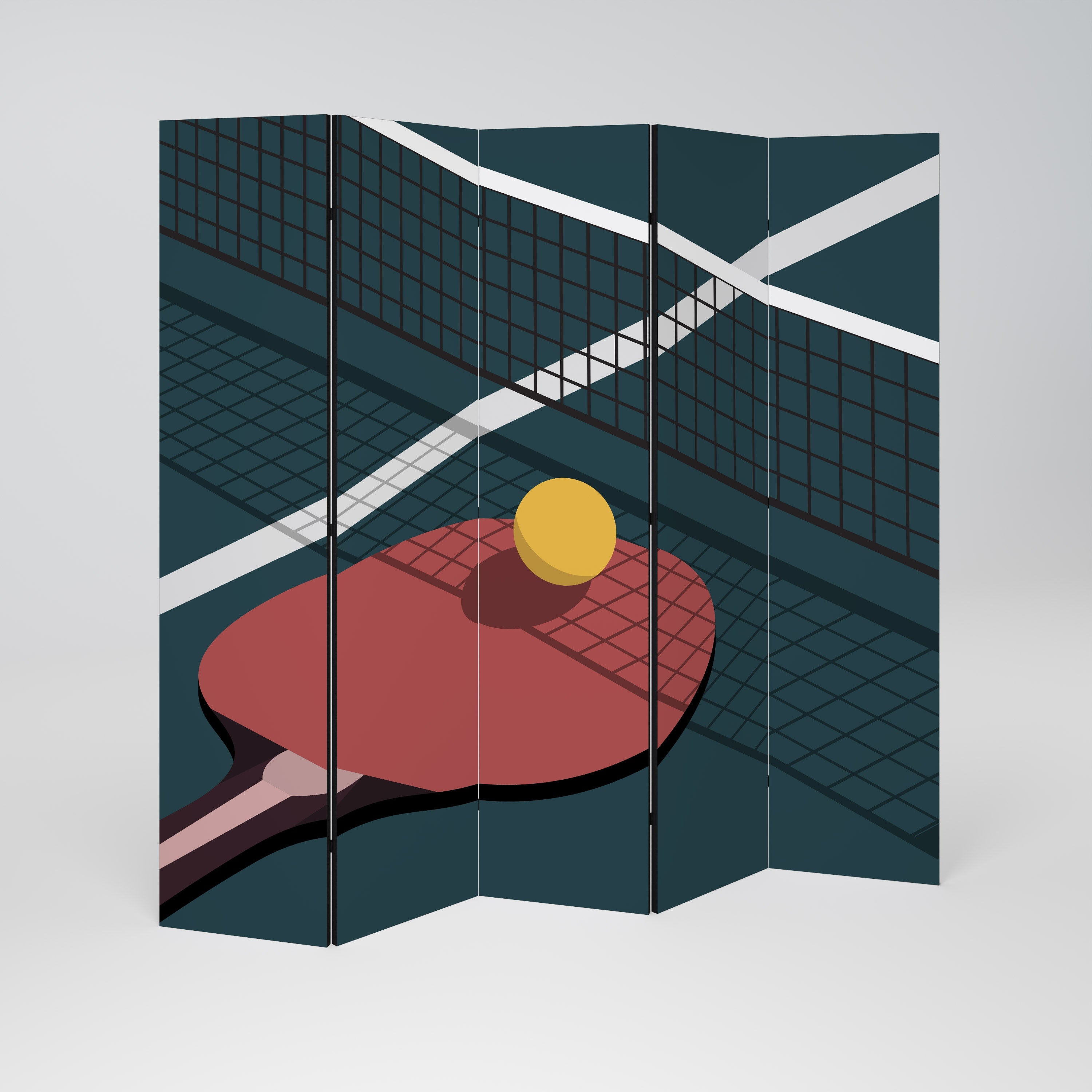 PING- PONG GAME Decorative 5-Panel Room Divider