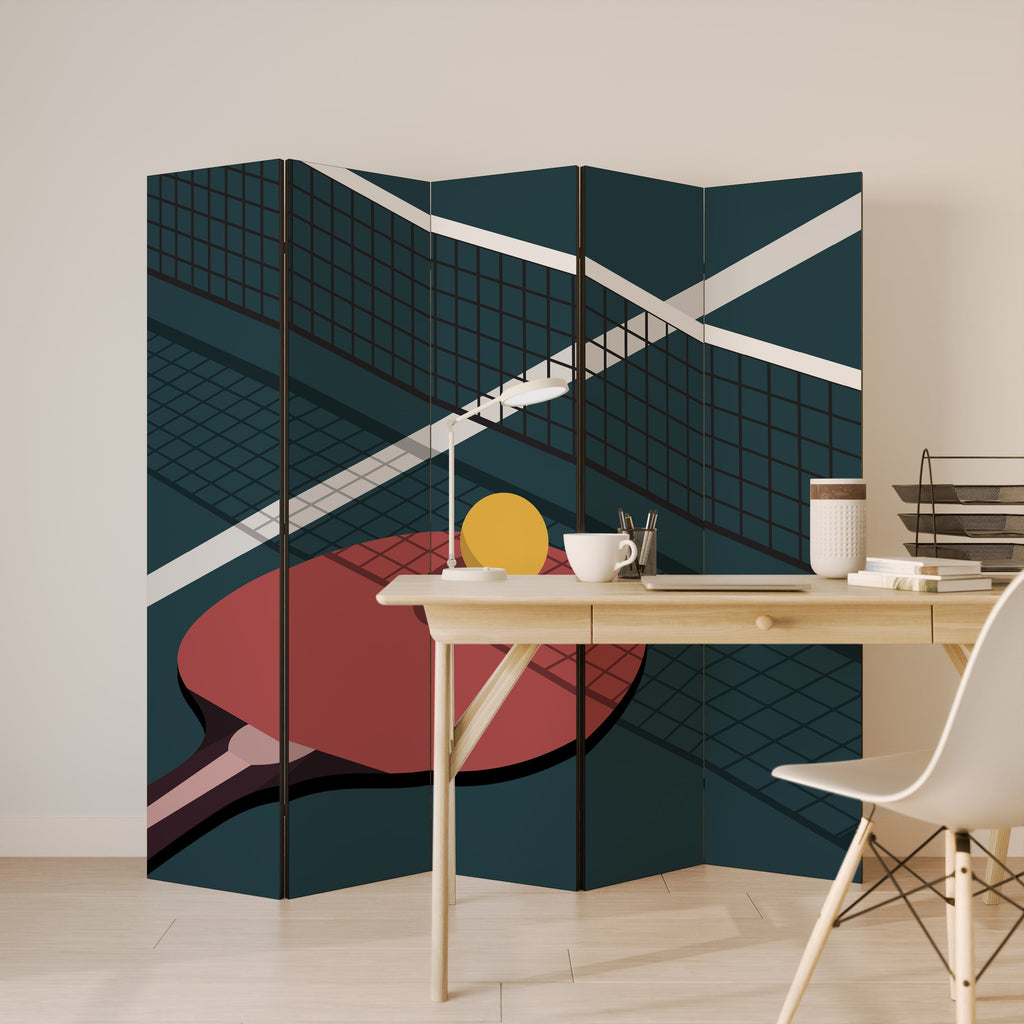 PING- PONG GAME Decorative 5-Panel Room Divider
