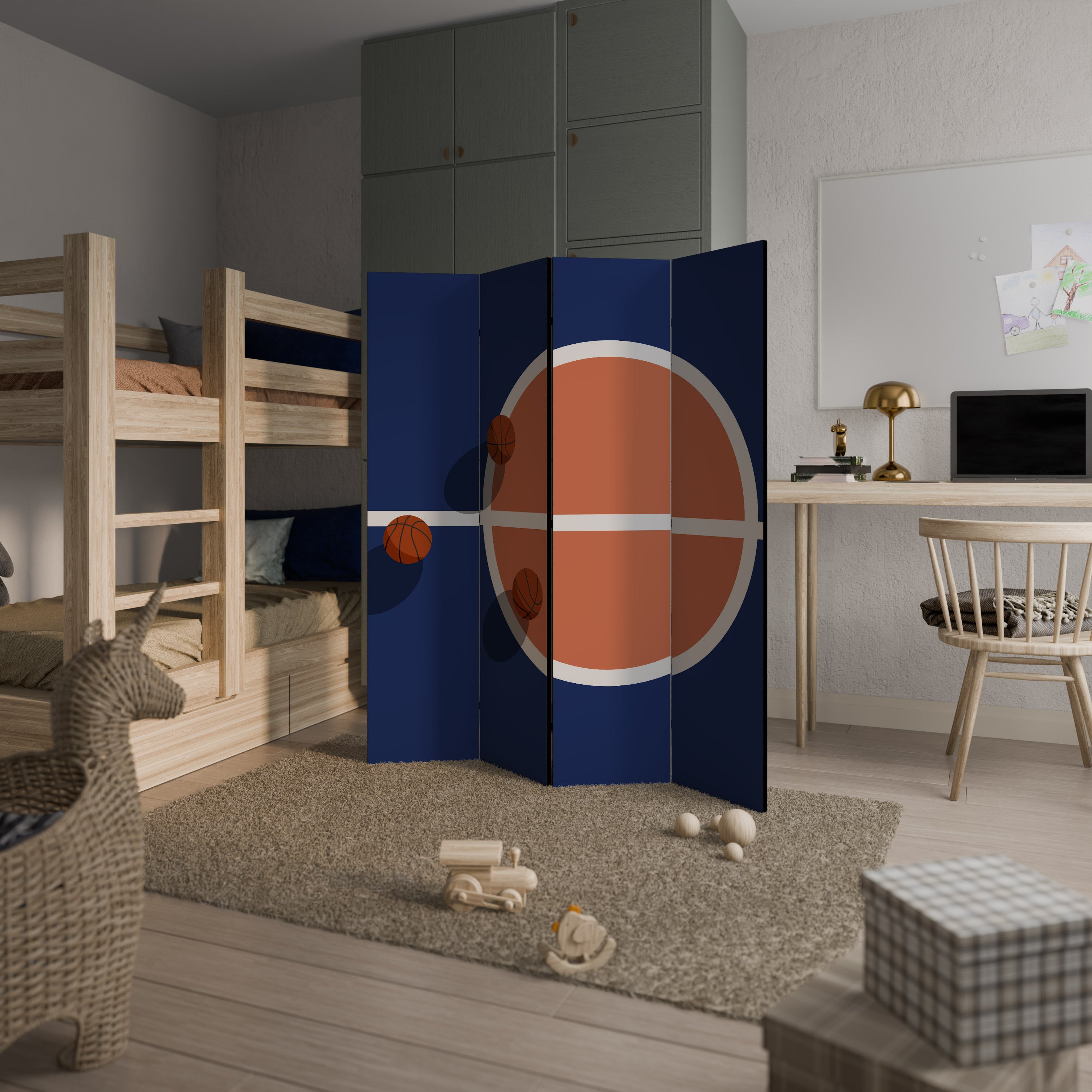 Dekorativer 4-teiliger Raumteiler BASKETBALL CHALLENGE