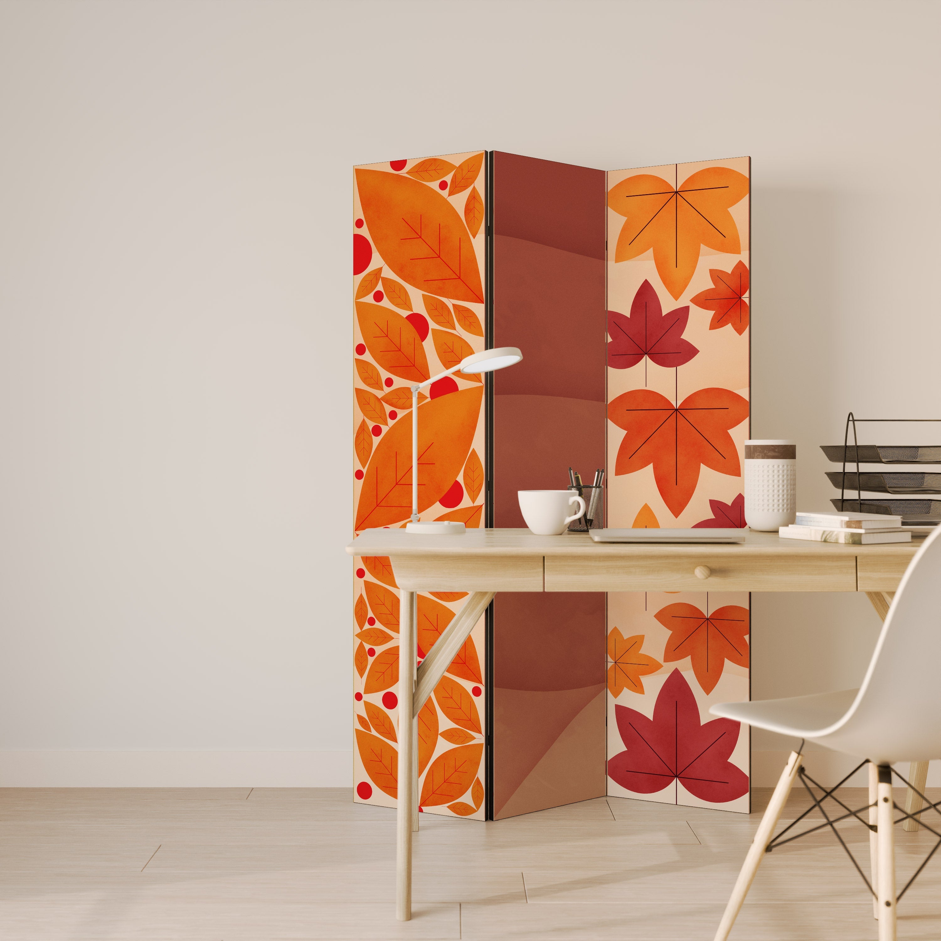 Dekorativer 3-teiliger Raumteiler „Vibrant Fall Forest“