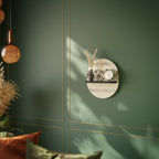 FOLIAGE ROWS Oval Art Shelf In Black Finish