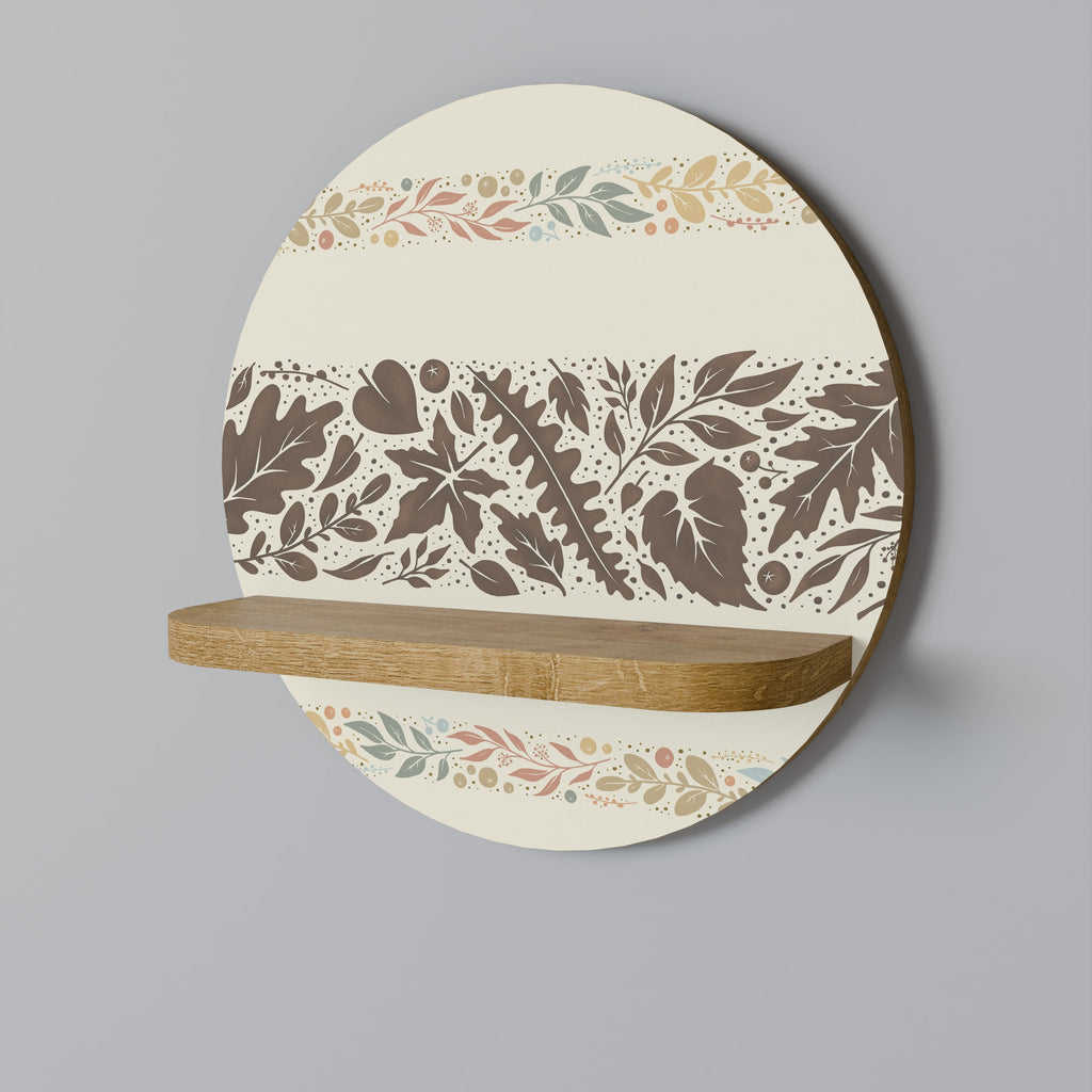 FOLIAGE ROWS Round Art Shelf In Oak Effect