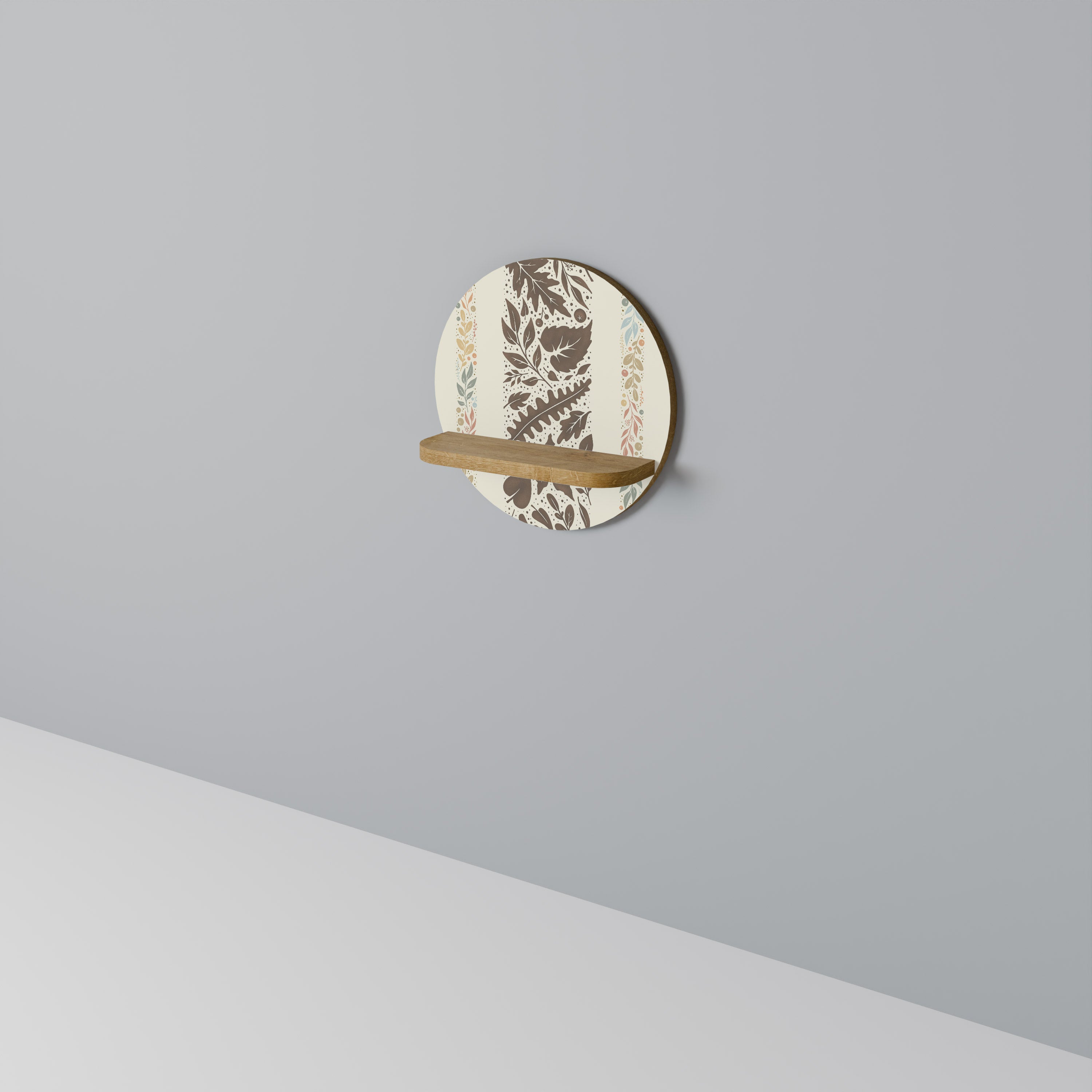 FOLIAGE TALES Round Art Shelf In Oak Effect