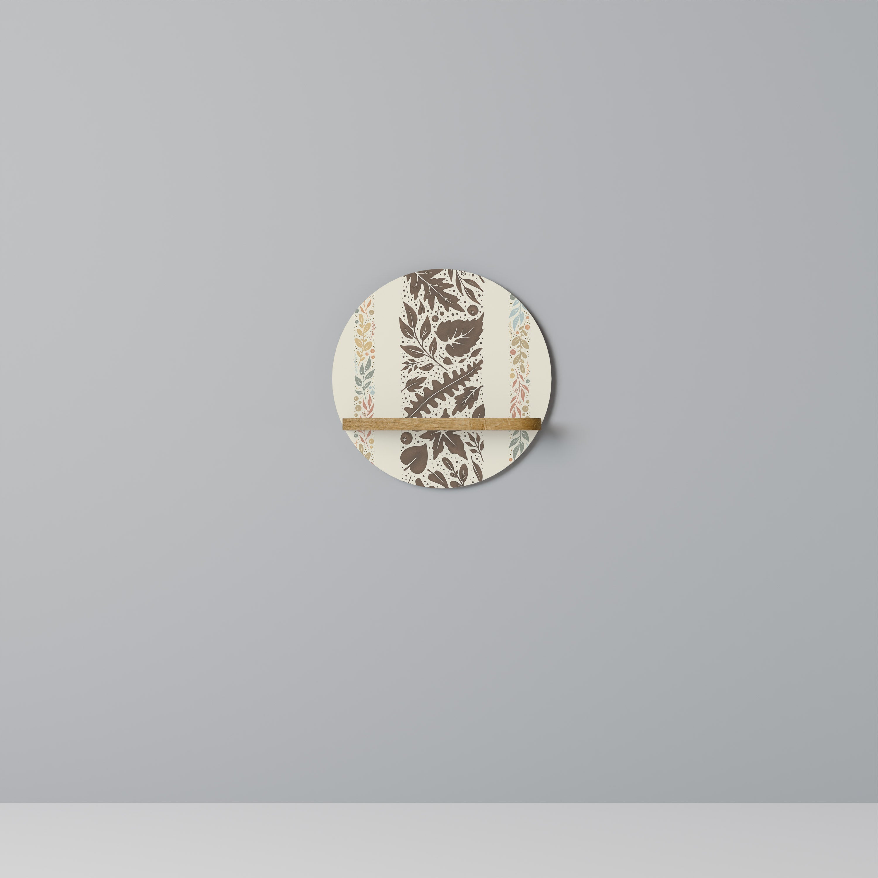 FOLIAGE TALES Round Art Shelf In Oak Effect
