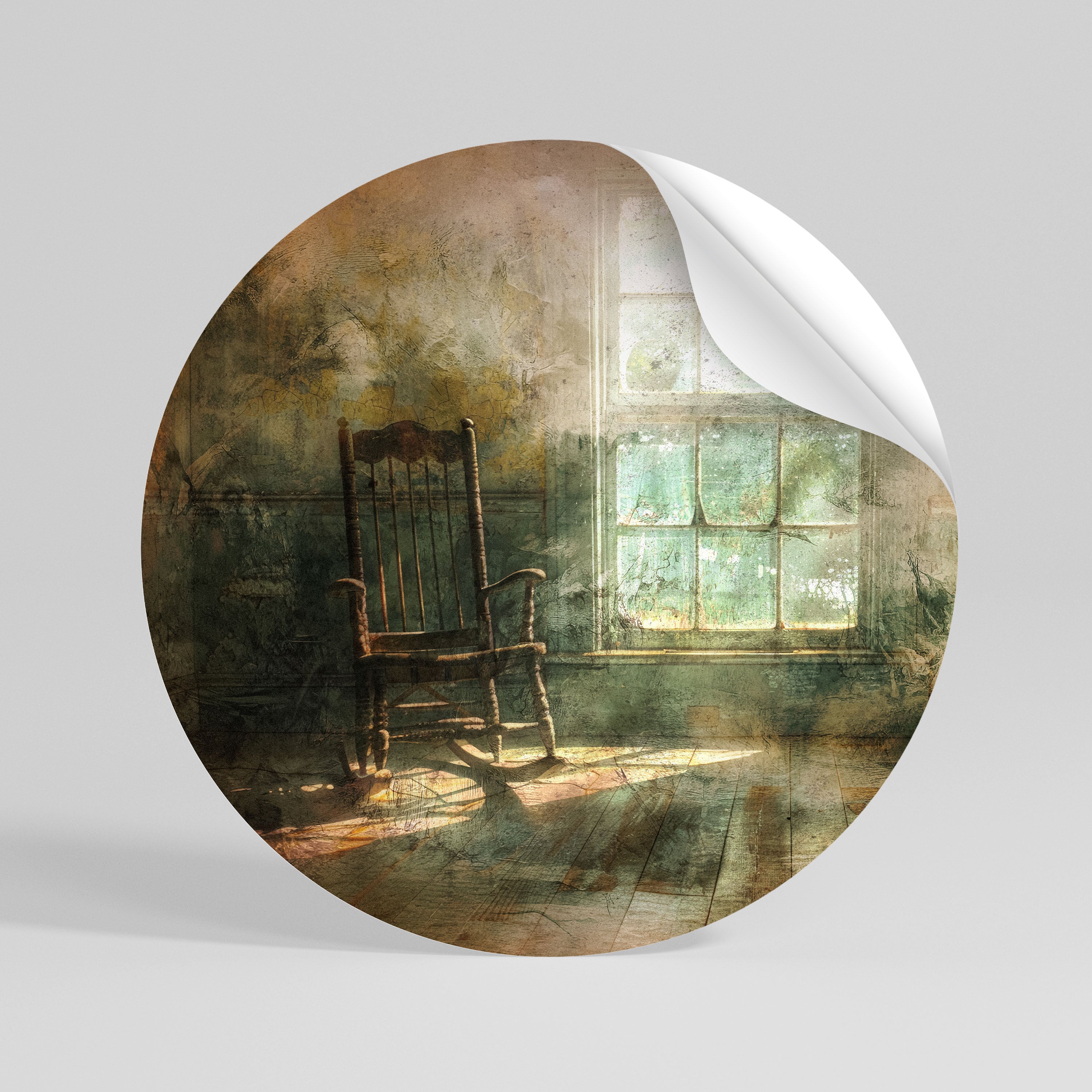 SUNLIT STILLNESS Peel and Stick Round Sticker