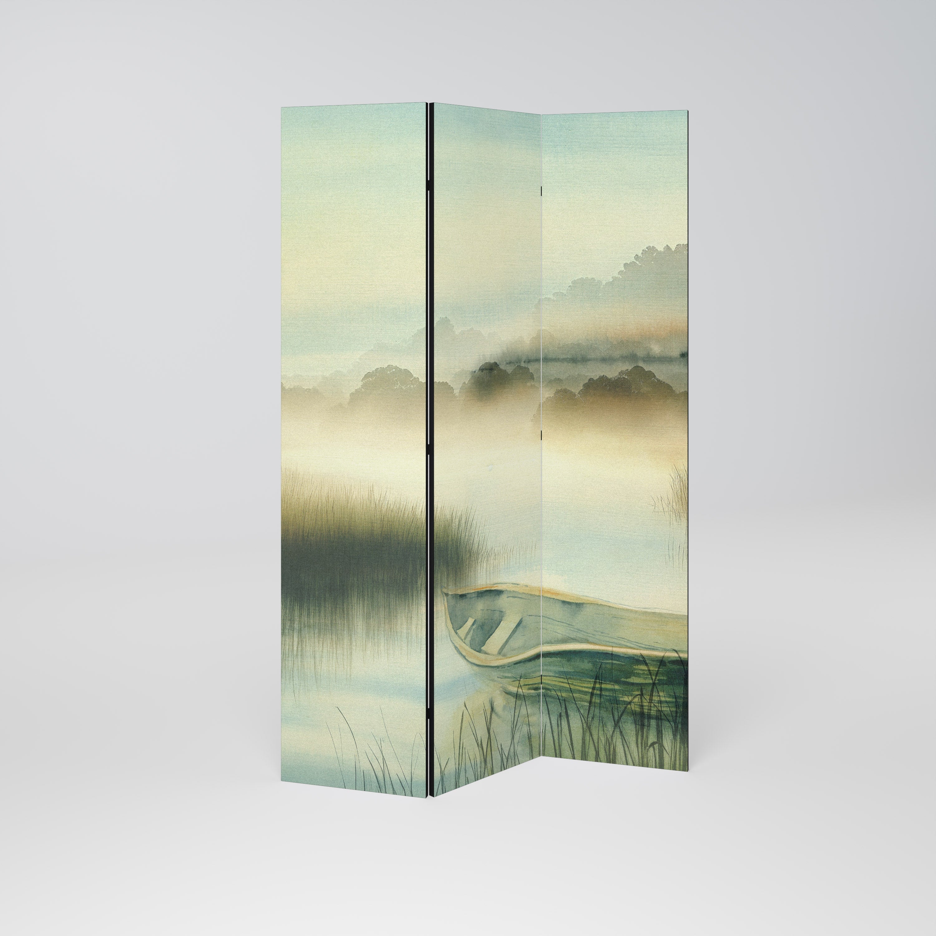 MORNING BY THE LAKE Dekorativer 3-teiliger Raumteiler
