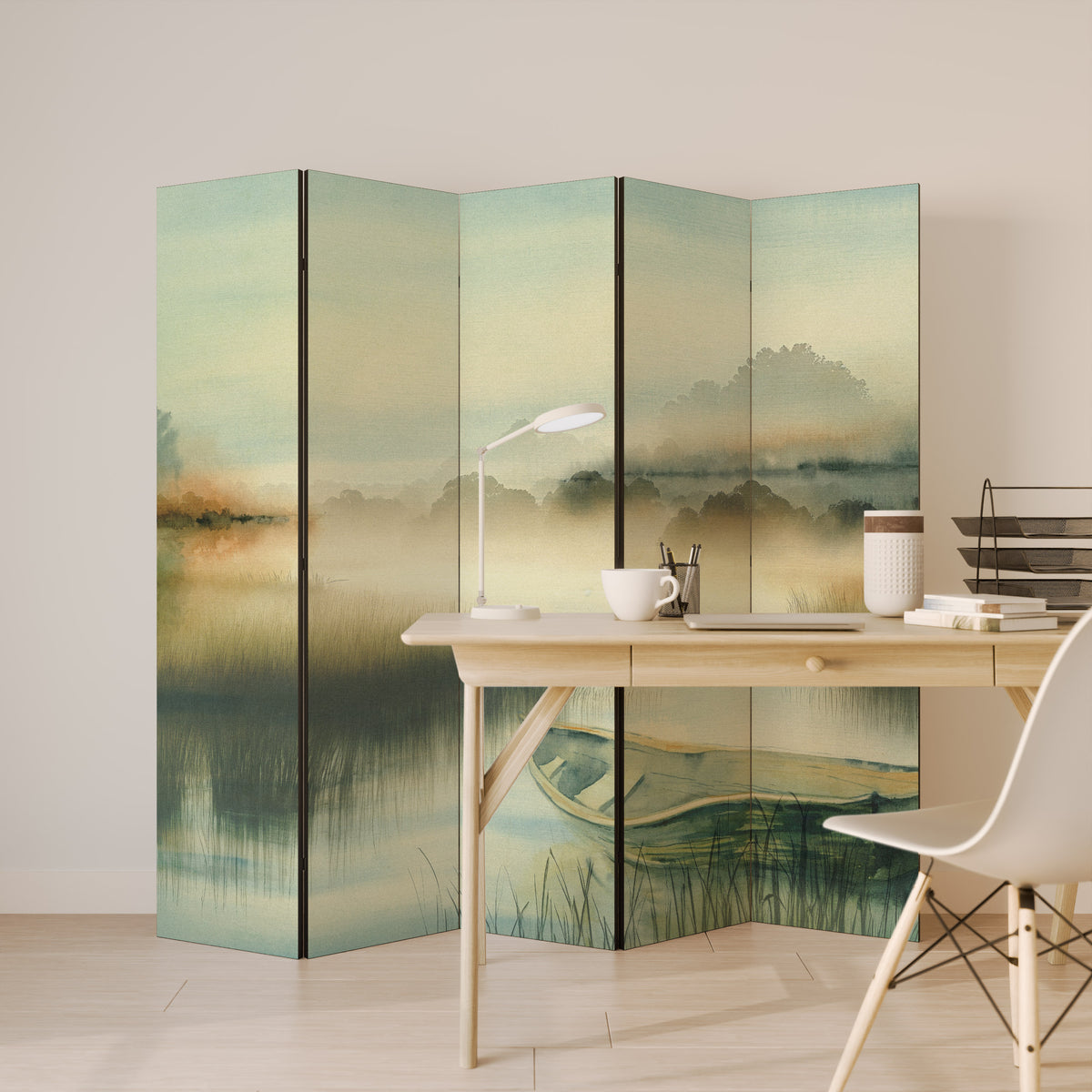 MORNING BY THE LAKE 5-teiliger Paravent