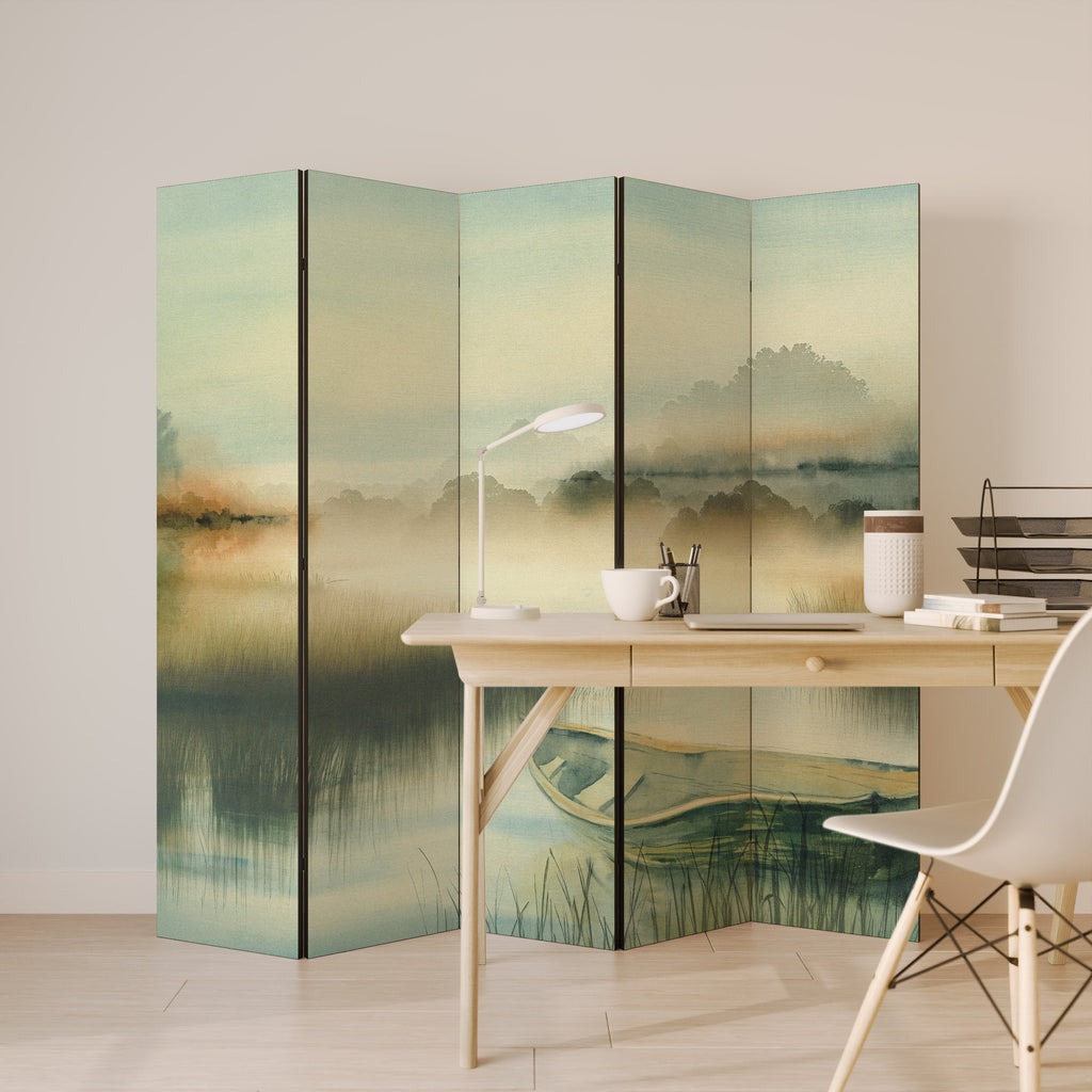 MORNING BY THE LAKE Decorative 5-Panel Room Divider