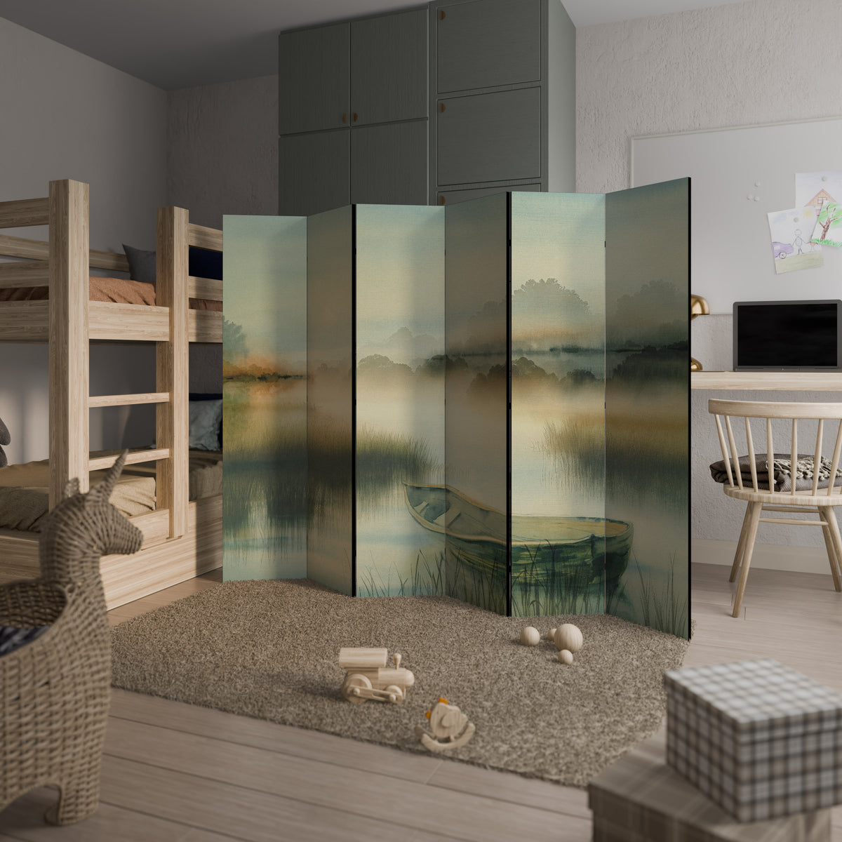 MORNING BY THE LAKE 6-teiliger Paravent
