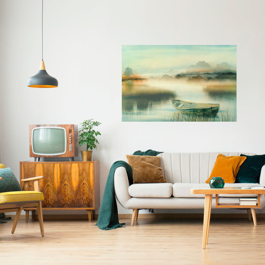 MORNING BY THE LAKE Peel and Stick Horizontal Poster