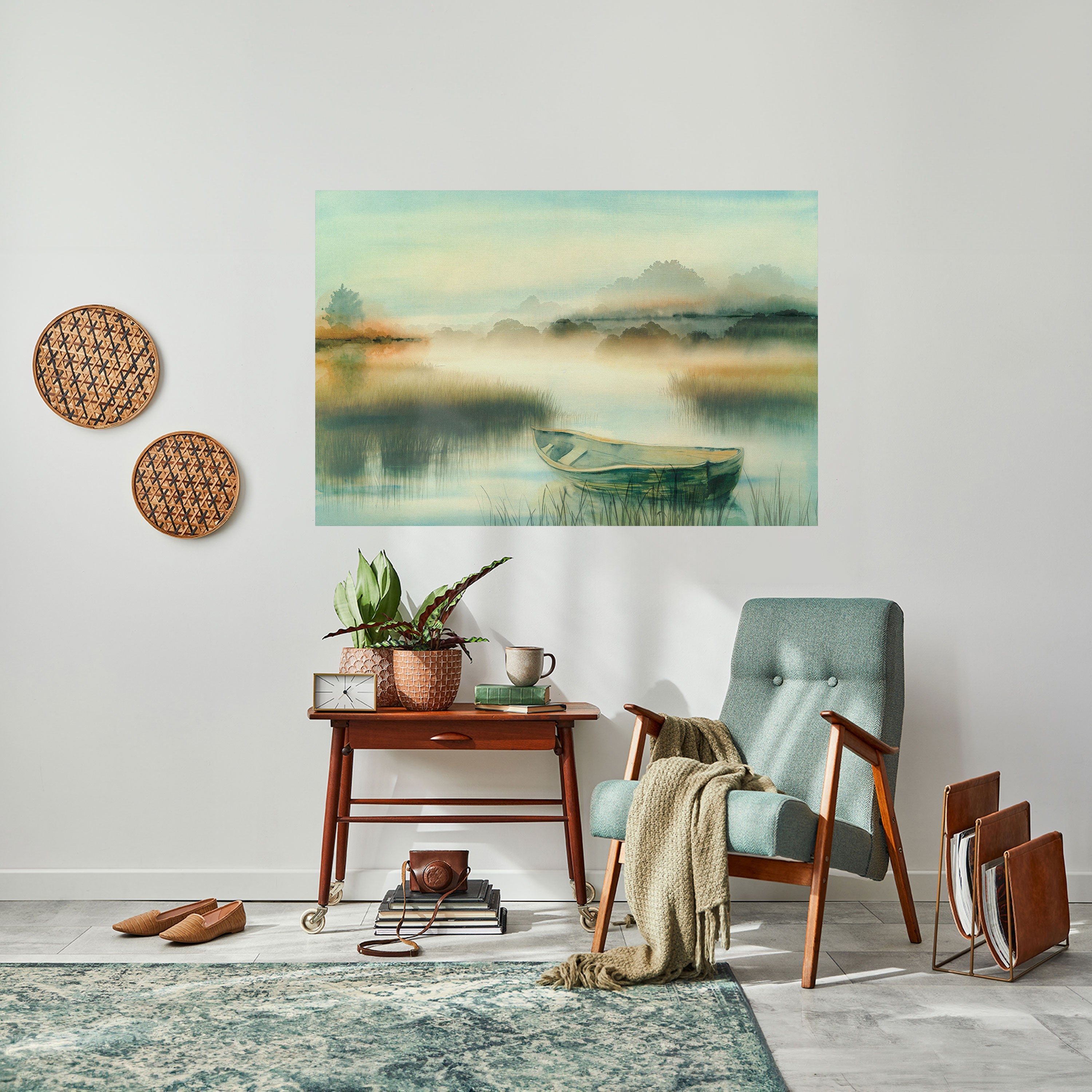 MORNING BY THE LAKE Selbstklebendes Horizontal-Poster