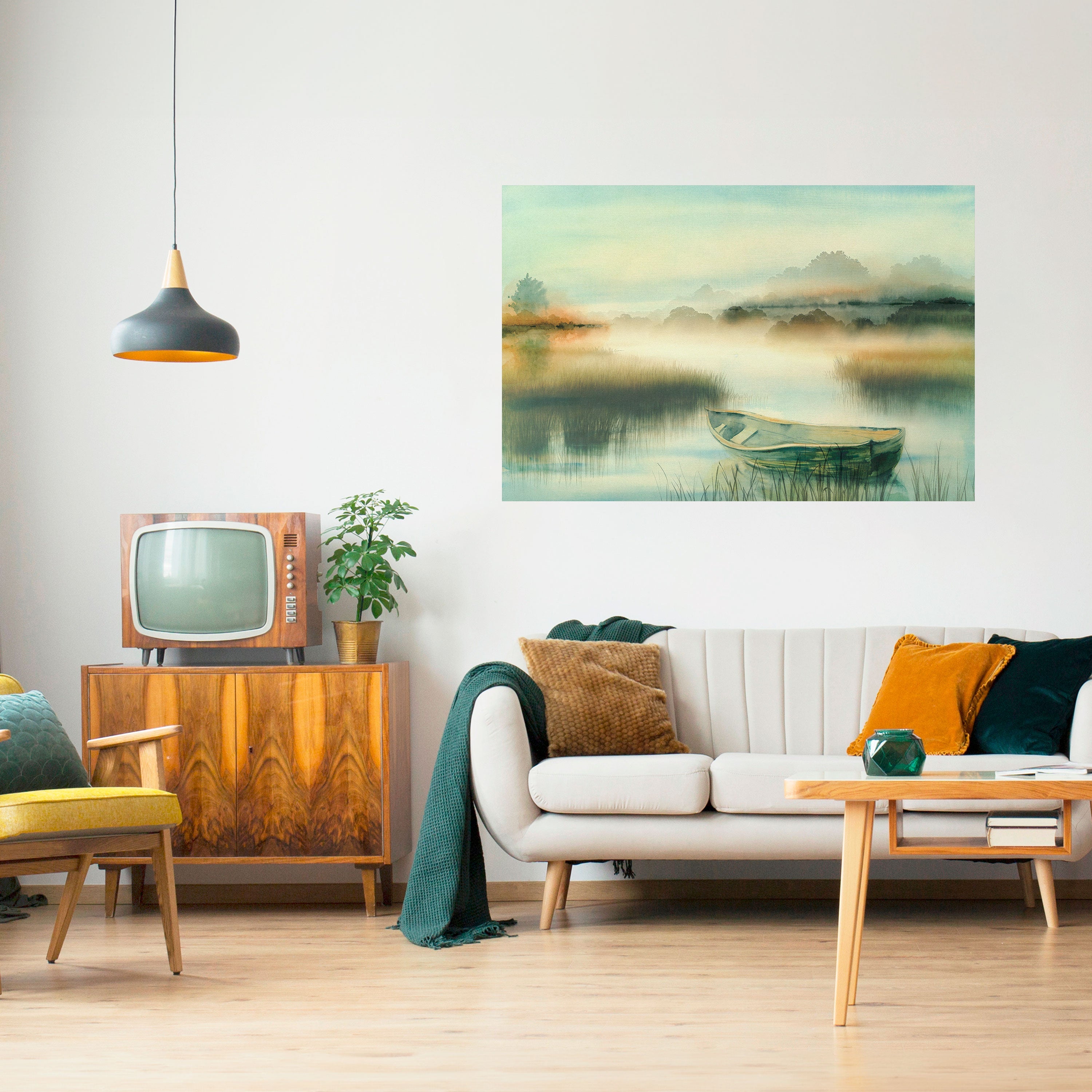 MORNING BY THE LAKE Selbstklebendes Horizontal-Poster