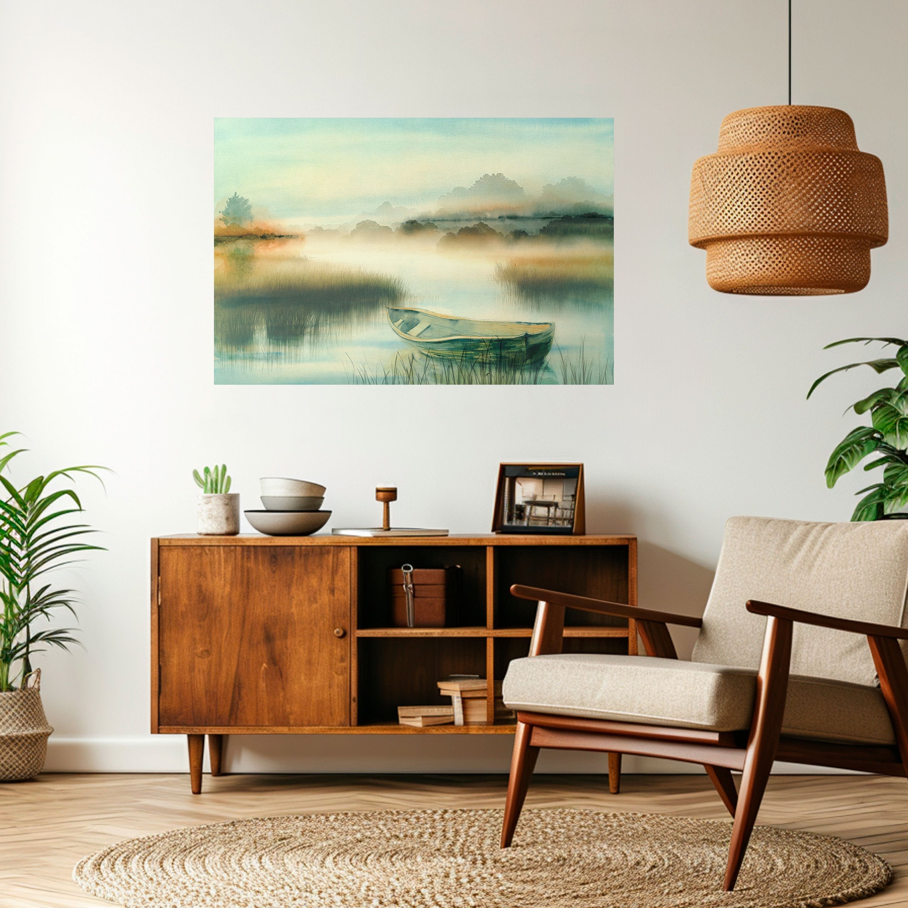 MORNING BY THE LAKE Selbstklebendes Horizontal-Poster